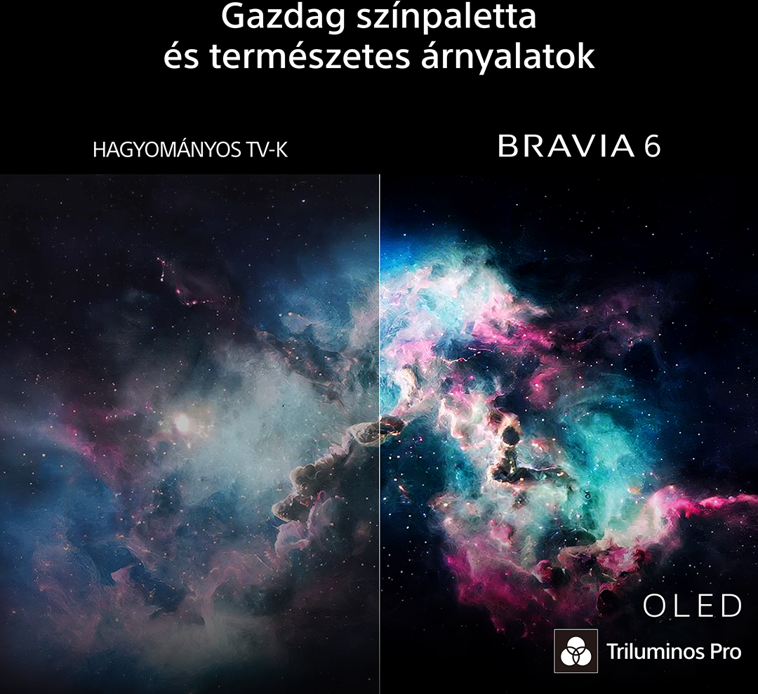 Köd összehasonlítása hagyományos TV-n és élénk színben a Bravia 6 OLED-en.