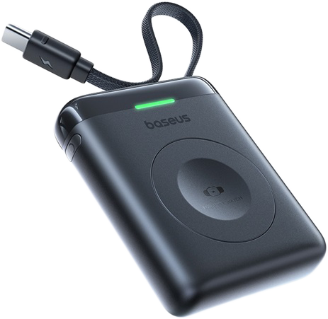 BASEUS EnerFill FW11 Vezeték nélküli Apple Watch kompatilibis powerbank, 1640 mAh, fekete (E0205301)