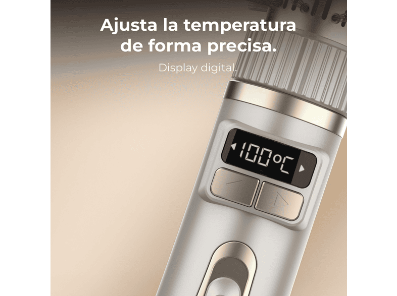 Moldeador - Cecotec CeramicCare 2in1 Gyro Elite, 1000 W, 2 cabezales cerámicos, Función rotativa, Tecnología iónica, Display digital, Plata