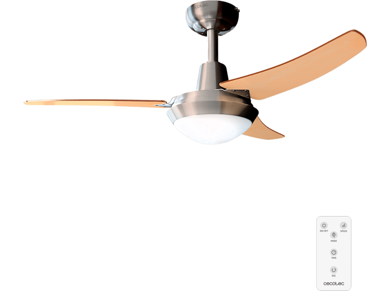 Ventilador de techo - Cecotec EnergySilence Aero 480 Expert, 65 W, 106 cm, Luz, 3 aspas reversibles, velocidades, Mando, Multicolor