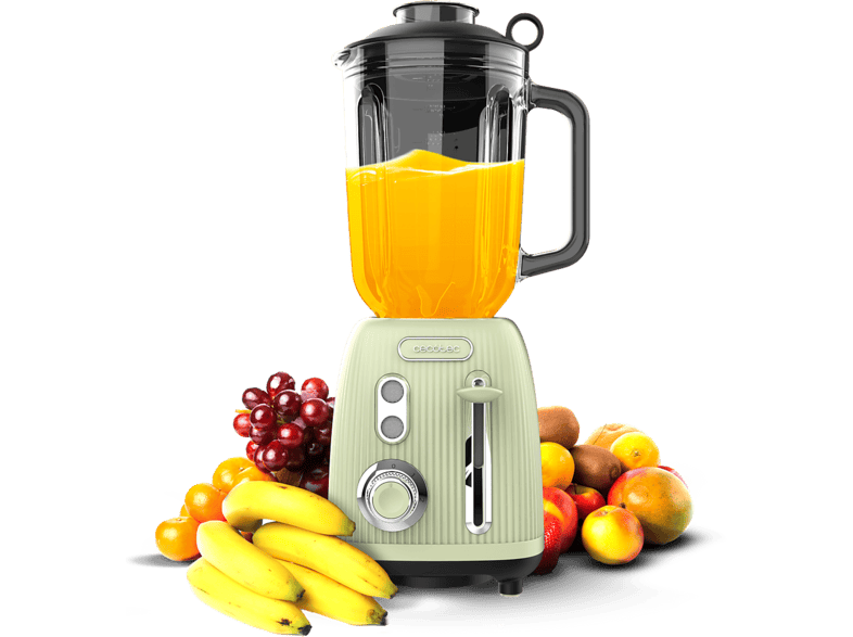 Batidora de vaso - Cecotec Power Black Titanium RetroGreen Mint, 1200 W, 1,5 L, 4 cuchillas titanio negro, Pulse, 2 velocidades, Verde