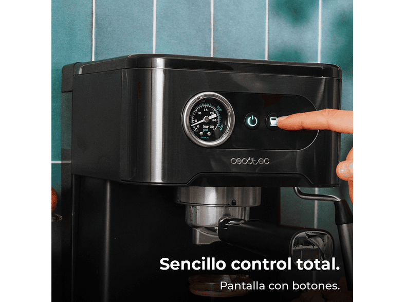 Cafetera express - Cecotec Power Espresso 20 Pro Latte Tamp, Café en frío, bares, Leche 550 ml, 1350 W, Doble salida, Negro – imagen 2