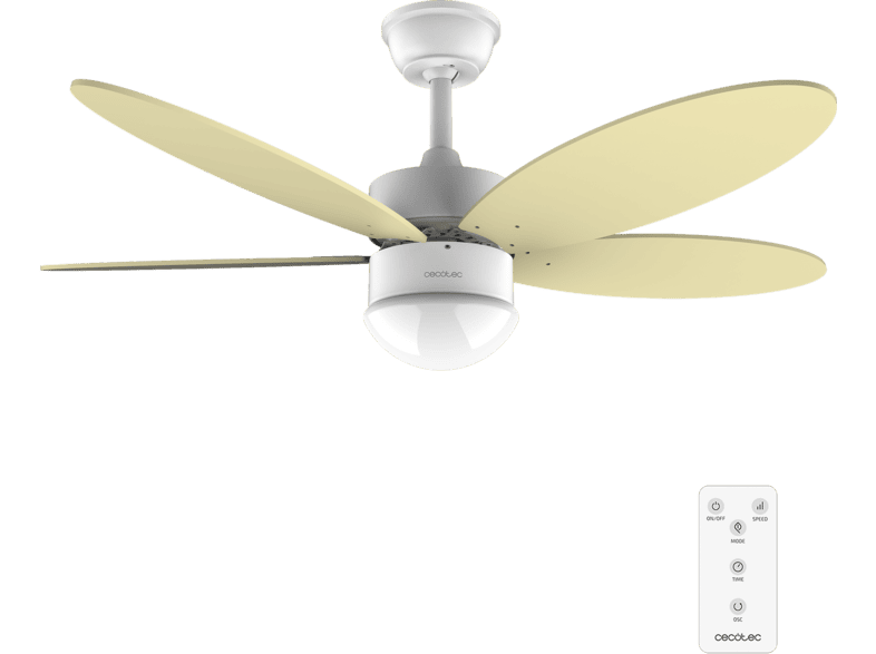 Ventilador de techo - Cecotec EnergySilence Aero 4260 SunLight Expert, 40 W, Motor DC, 42”, Luz LED, 6 velocidades, Amarillo