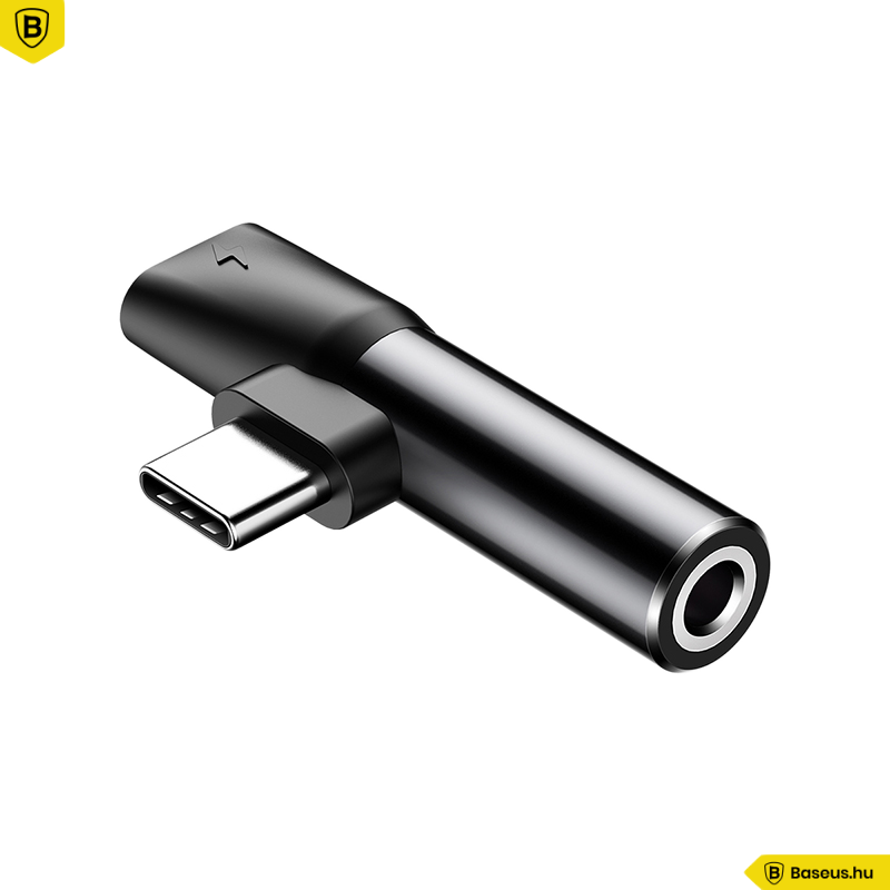 BASEUS L41 USB-C - 3,5 mm jack audio és táp adapter, fekete (CATL41-01)