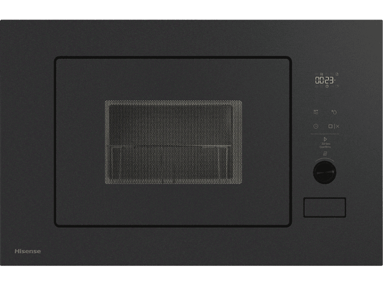 Microondas con grill integrable - Hisense BIM320G52MG, 800 W, 5 niveles, 15 programas 20 l, Modo Grill, Autolimpieza Hidrolítica, ECO, Negro Mate