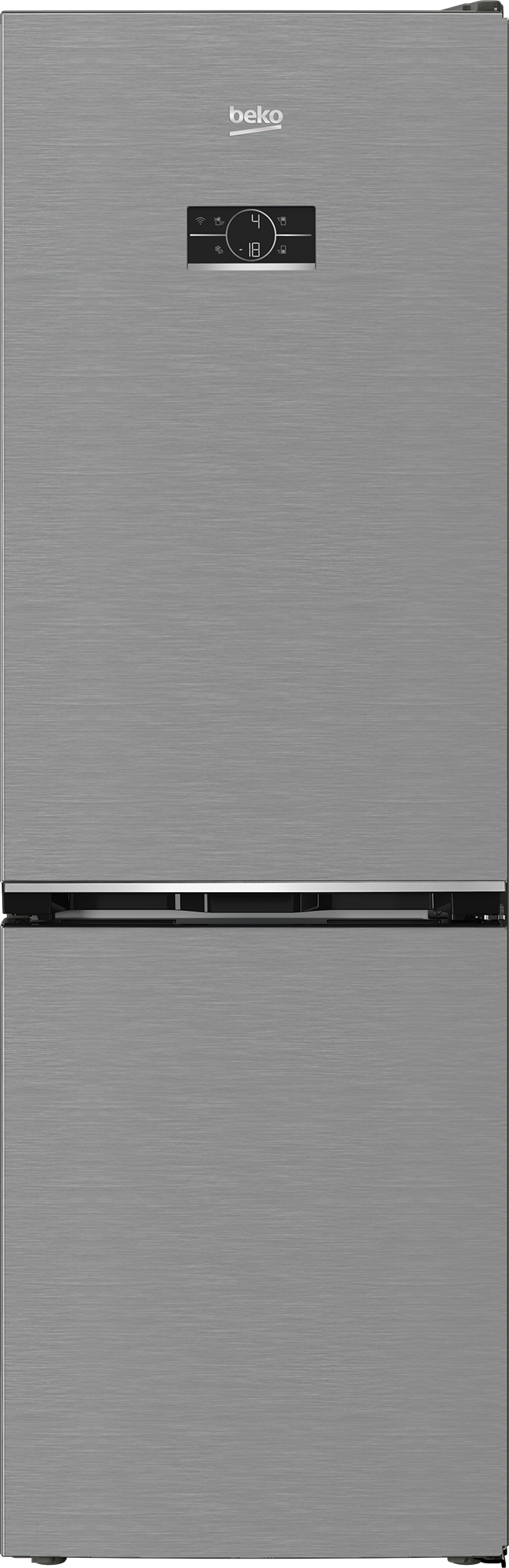 BEKO B5RCNA376HXB2 Alulfagyasztós kombinált hűtőszekrény, NoFrost, inox, kijelző, Wifi, inverteres