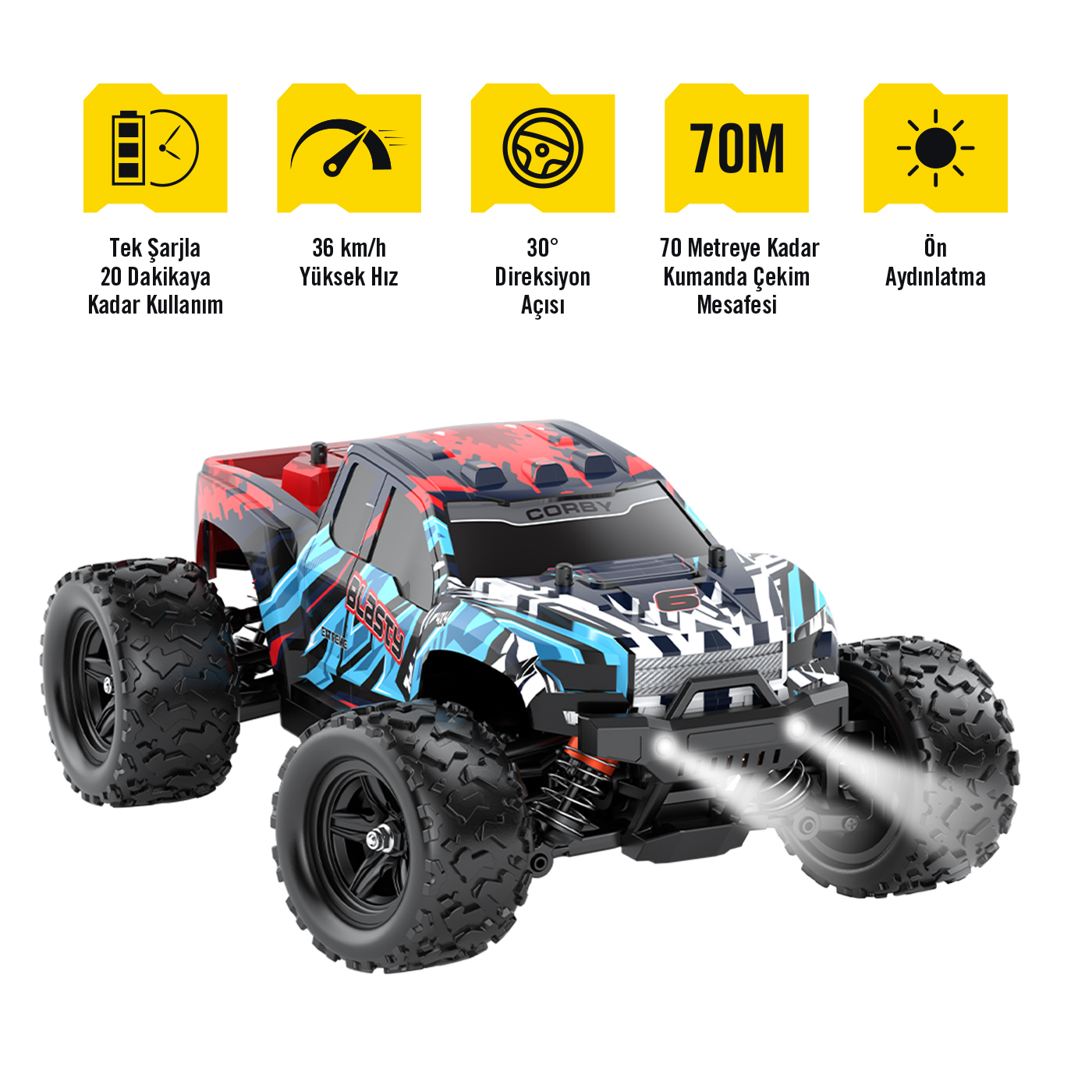 CORBY Blasty Extreme CSG04 Uzaktan Kumandalı Yarış Arabası – 36 km