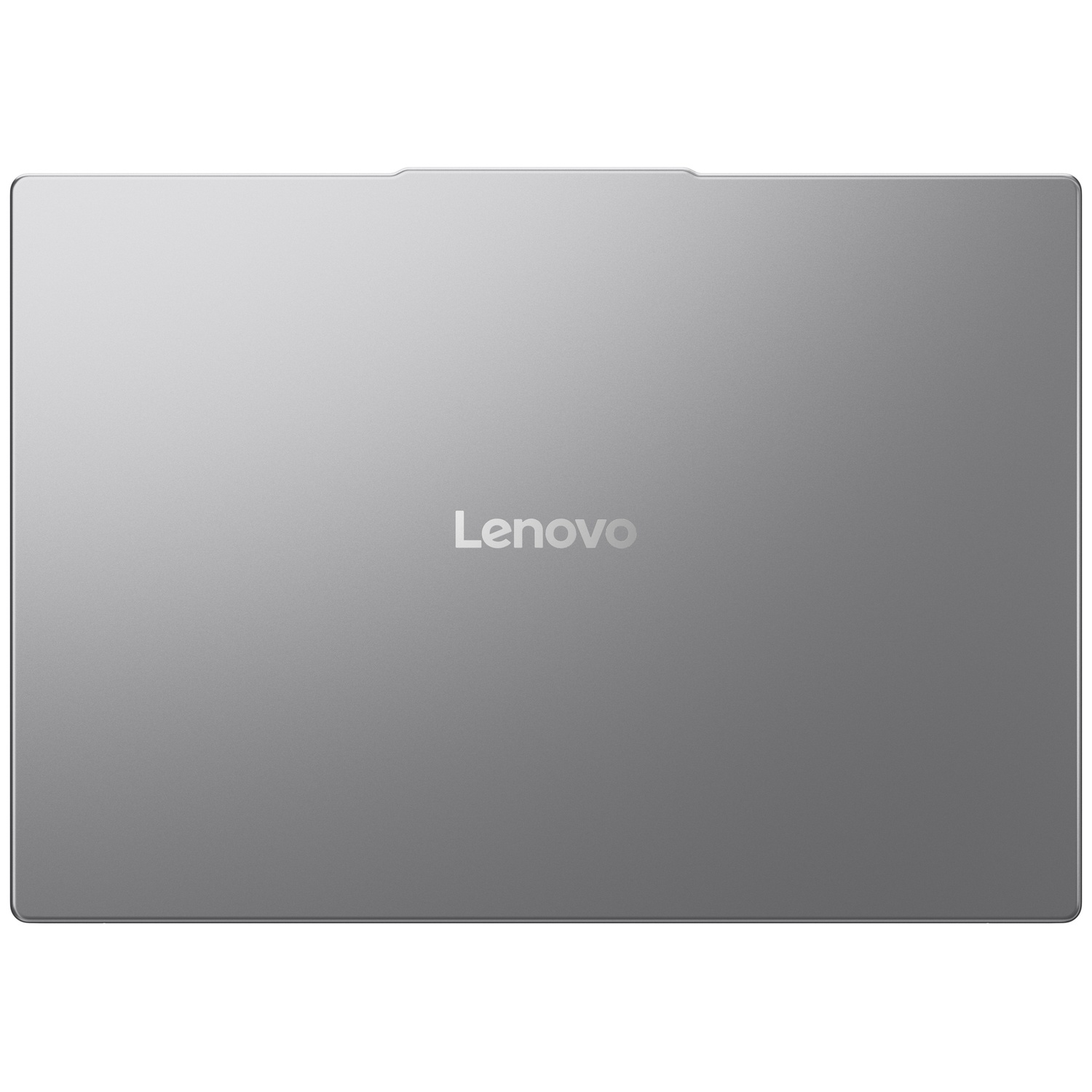 Le boîtier d'ordinateur portable en aluminium gris fermé affiche le logo Lenovo centré.