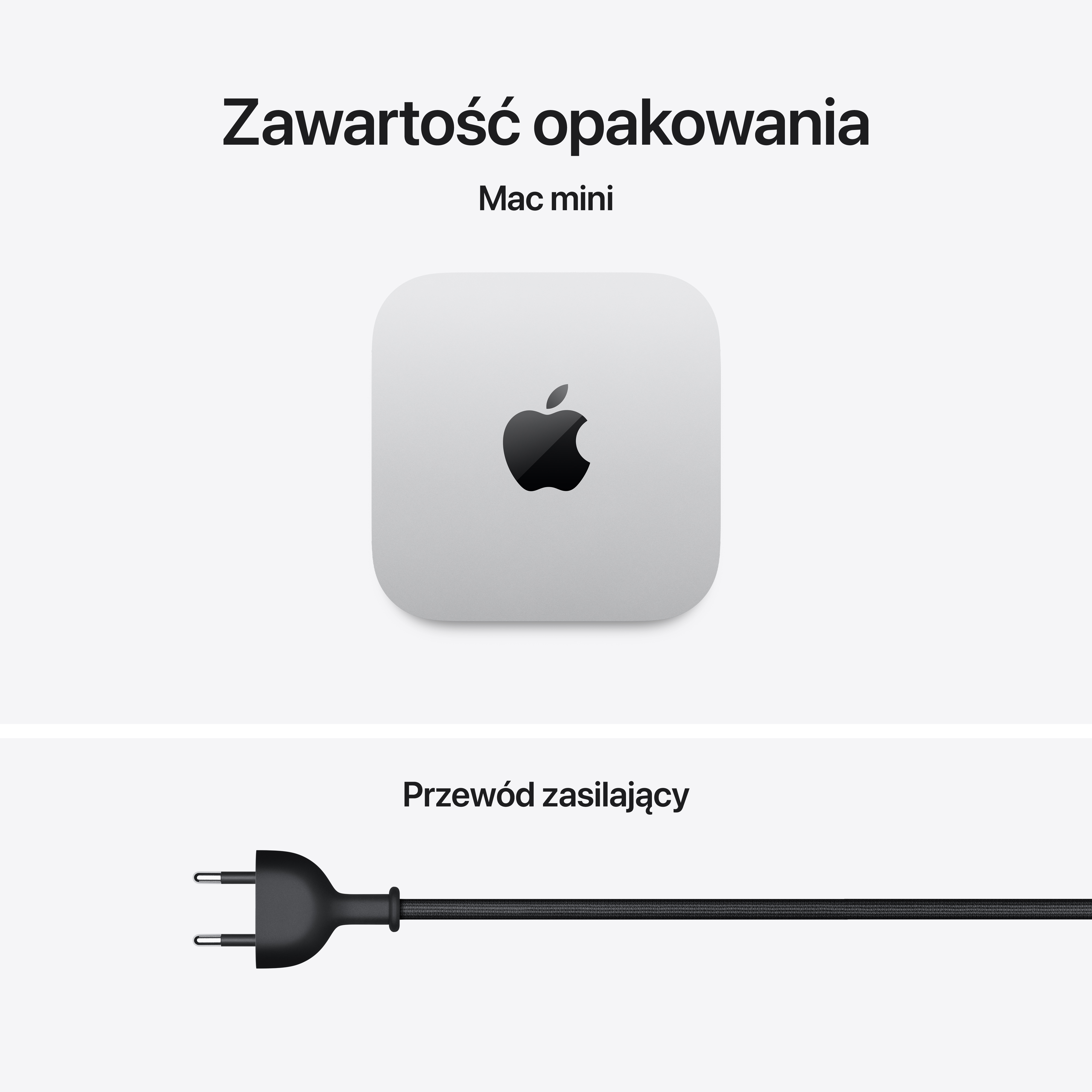 Zawartość opakowania: Mac mini i przewód zasilający.
