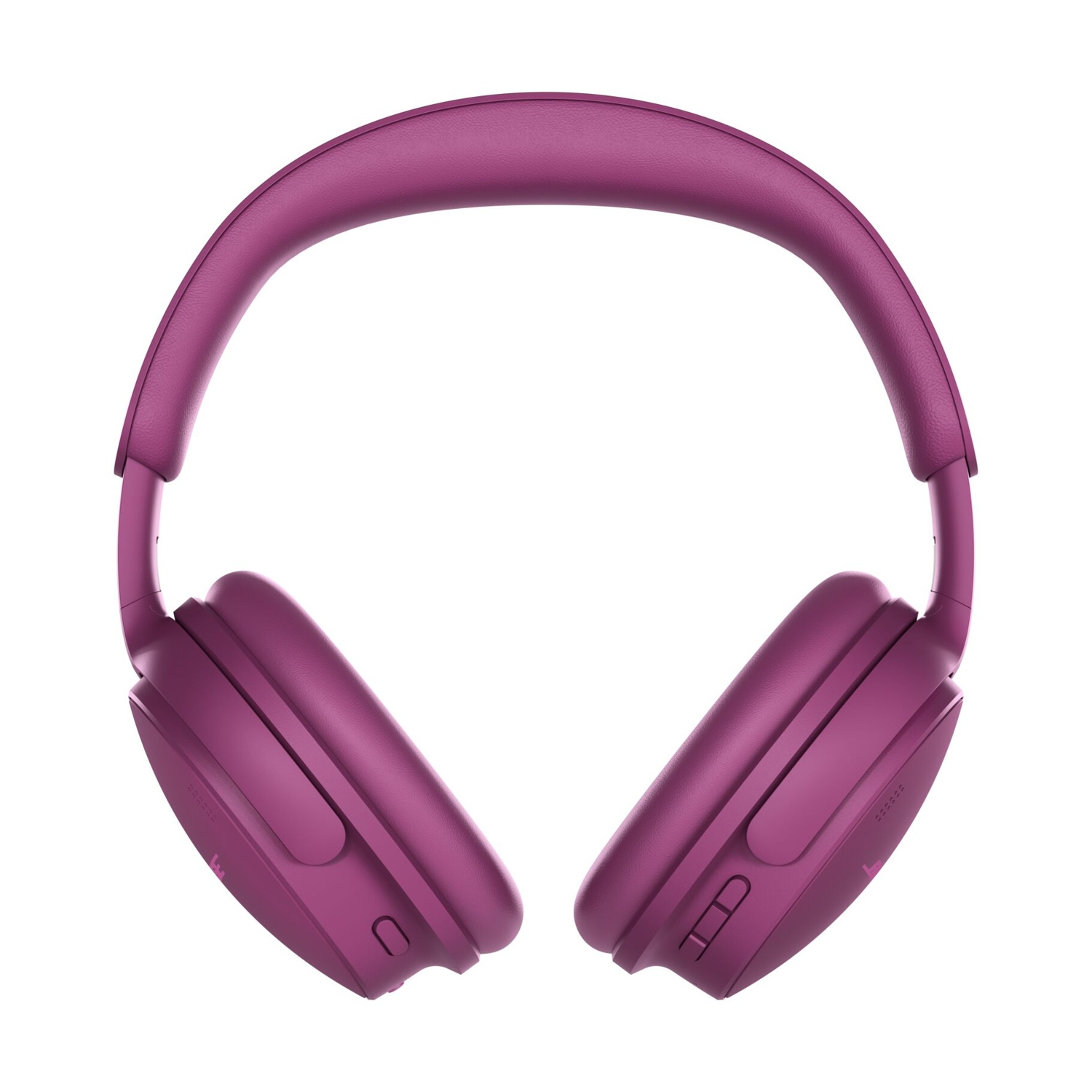 Cuffie over-ear viola su sfondo bianco.