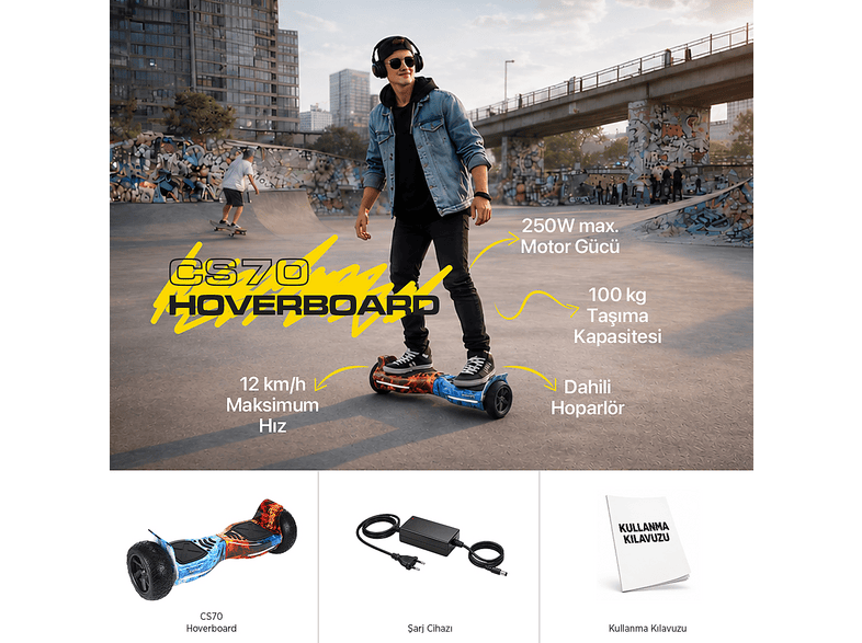 CORBY CS70 Hoverboard Mavi Fiyat & Özellik | MediaMarkt