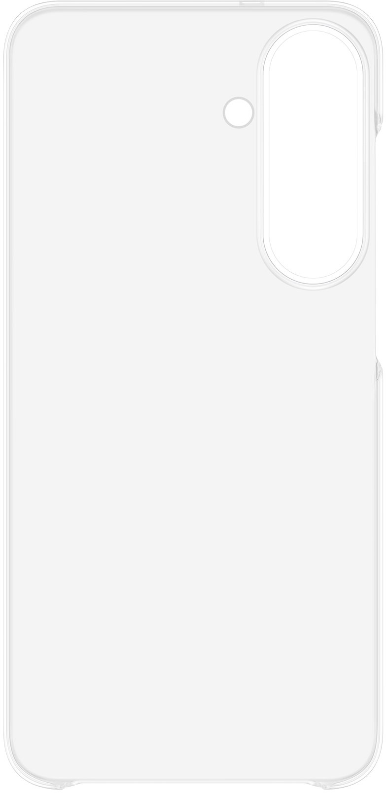 Átlátszó telefontok kamerakivágással és vakuval fehér háttér előtt.