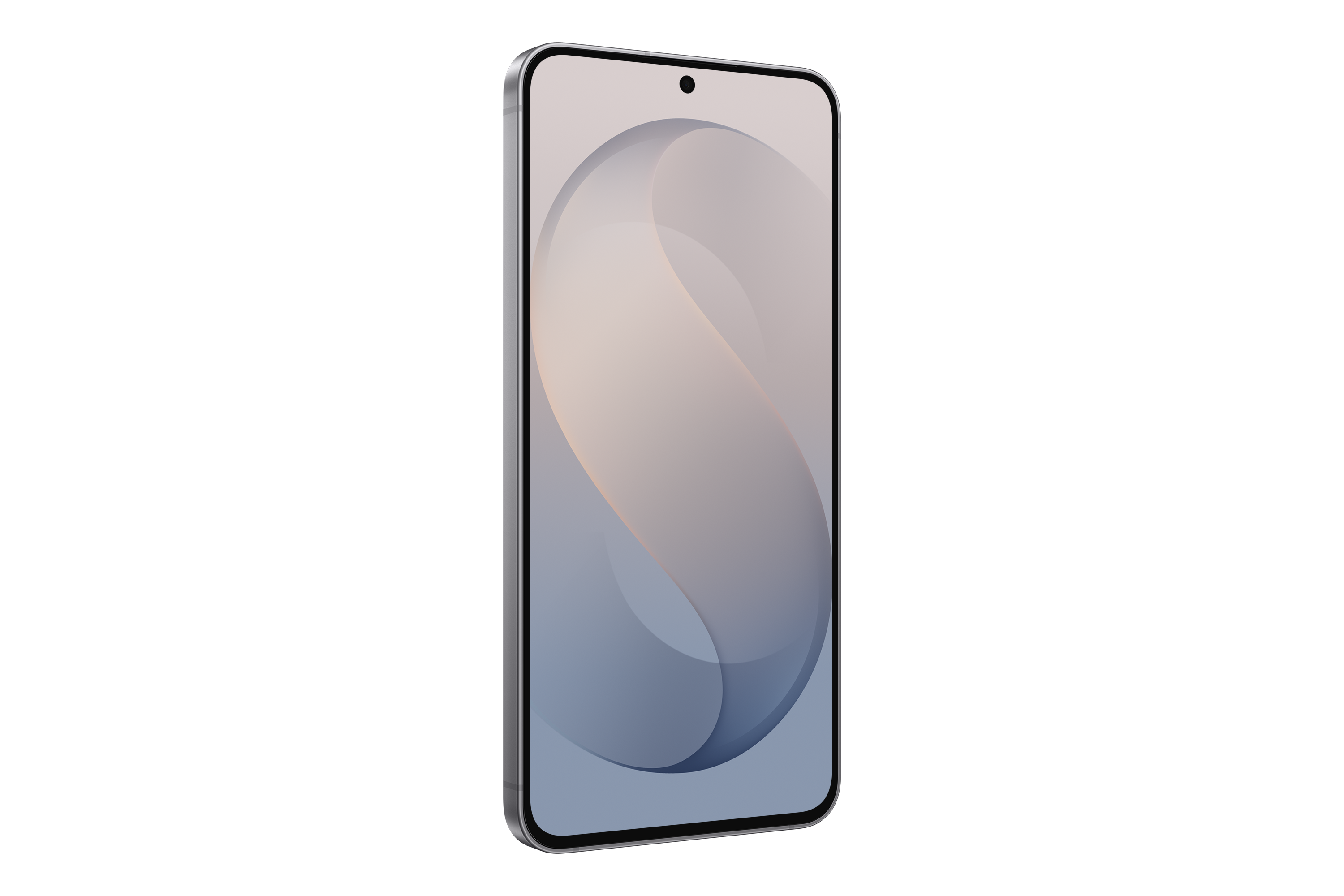 Ein Smartphone mit hellem, abstraktem Hintergrundbild auf dem Bildschirm vor schwarzem Hintergrund.