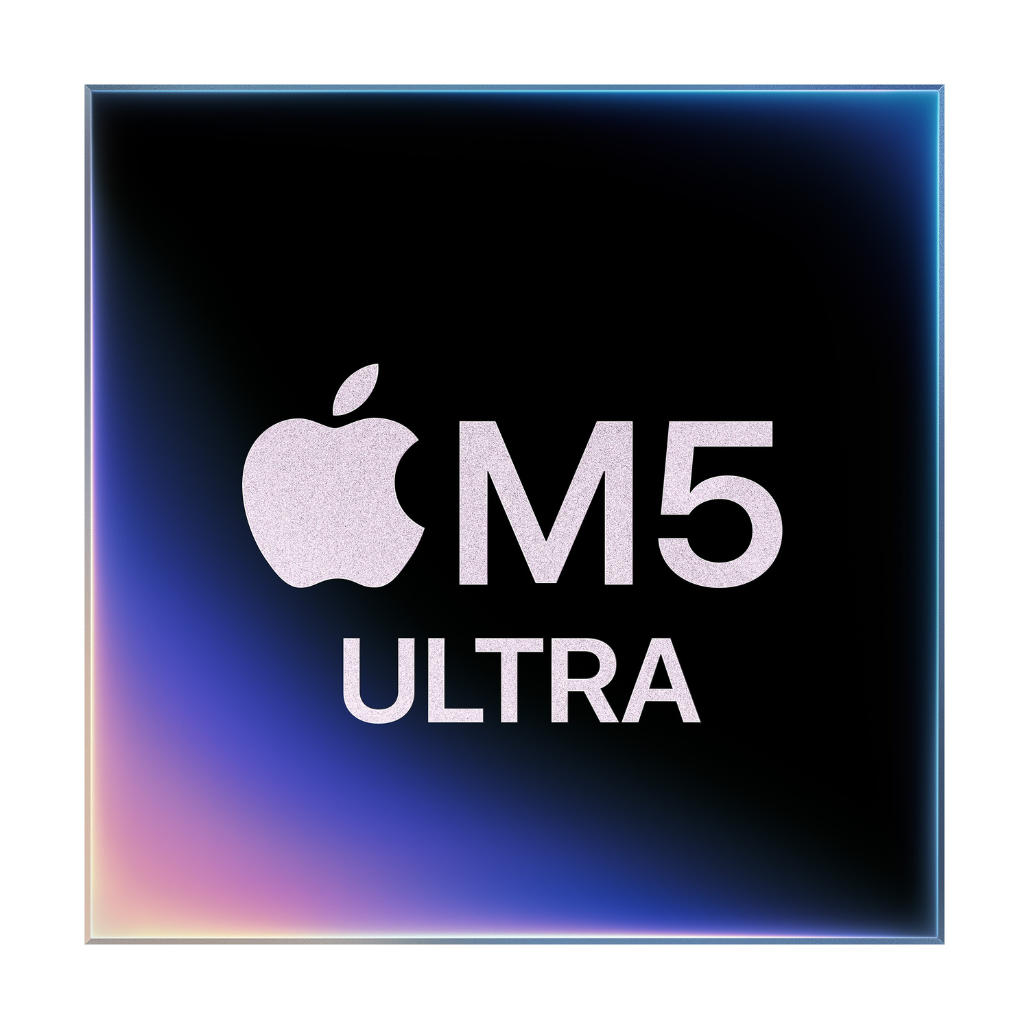 L'immagine mostra il logo Apple e la scritta M5 ULTRA su sfondo nero con sfumature di colore luminose.