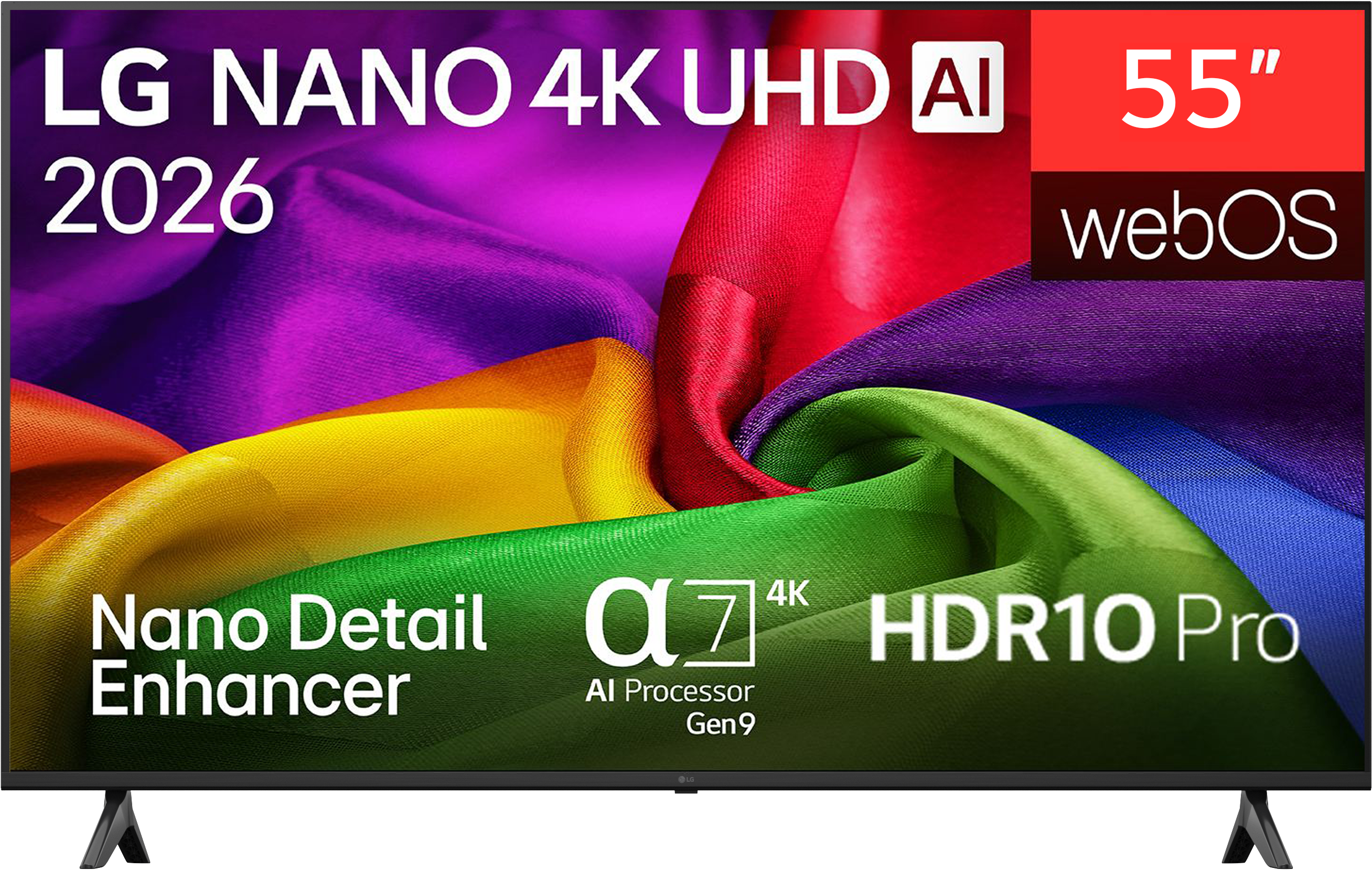 LG 55" Nano 4K UHD 55NU800B3LA AI Smart TV, 2026 okos webOS, streaming, 139cm