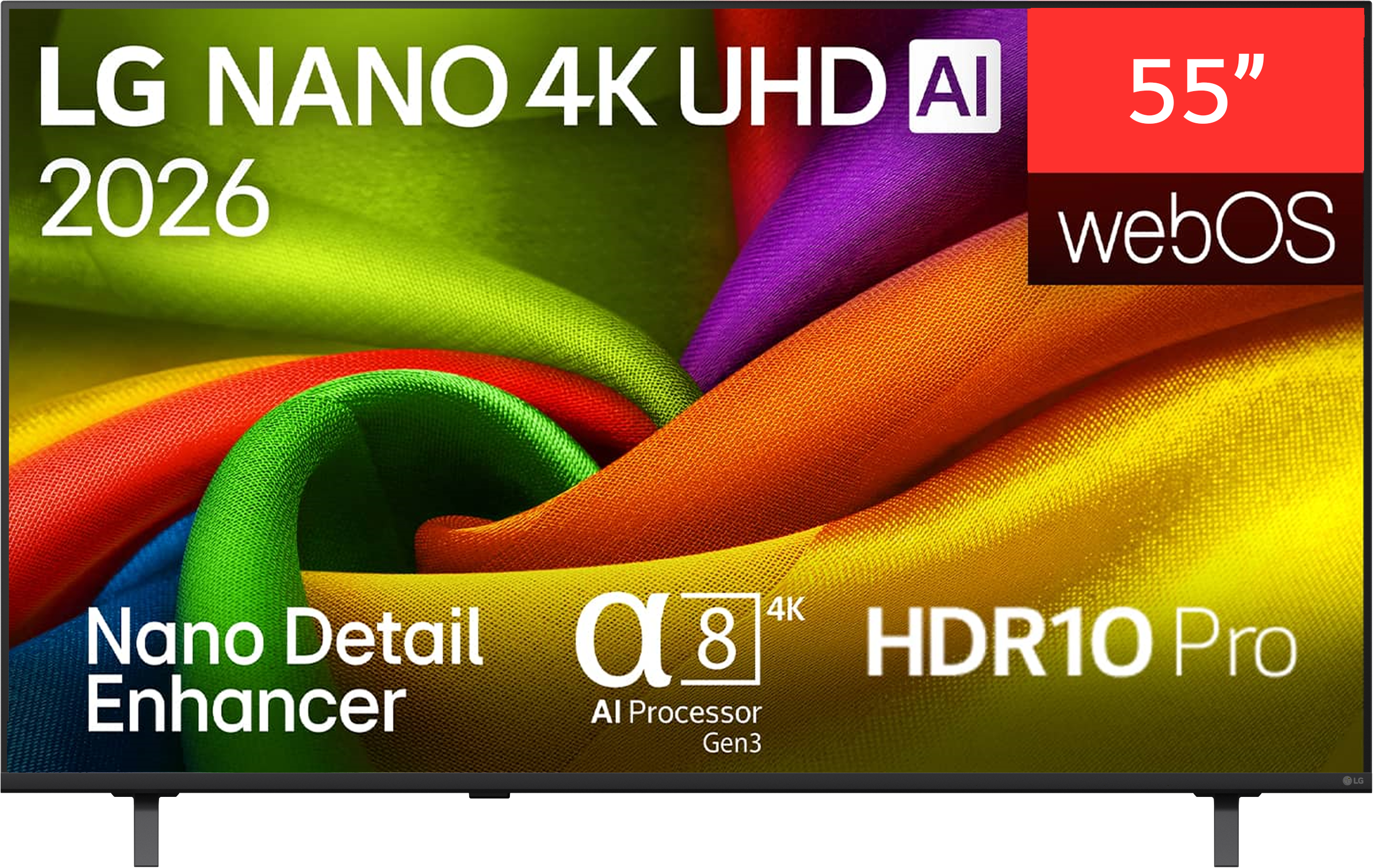 LG 55" Nano 4K UHD 55NU850B3LA AI Smart TV, 2026 okos Dolby Vision, webOS, streaming, 139cm