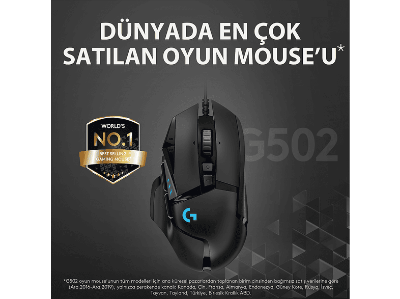 LOGITECH G G502 Hero Lightsync 25600 DPI Yüksek Performanslı