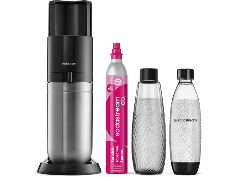 Sodastream 1016812494 Duo Standard Wassersprudler mit 2-Flaschen, CO² Zylinder inklusive , Titan