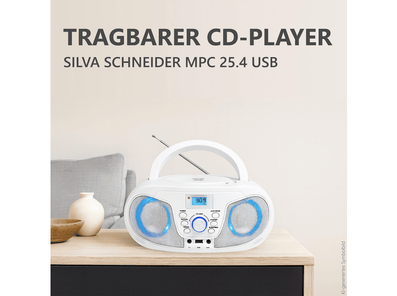 Silva-Schneider MPC 25.4 USB Portable Radio-/CD-Player/USB , Weiß; CD Radio — Foto 5 von 5