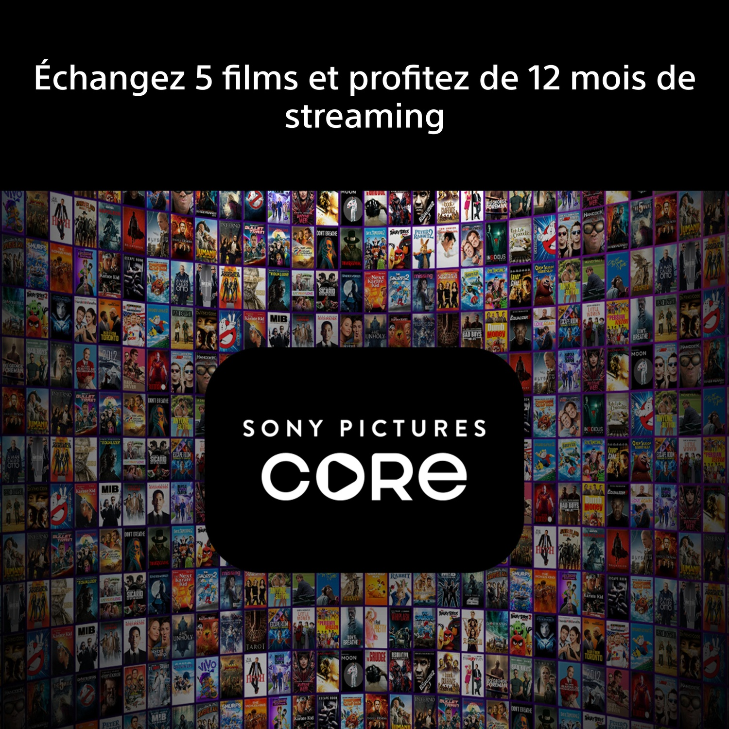 Logo de Sony Pictures Core devant un mur d'affiches de films.