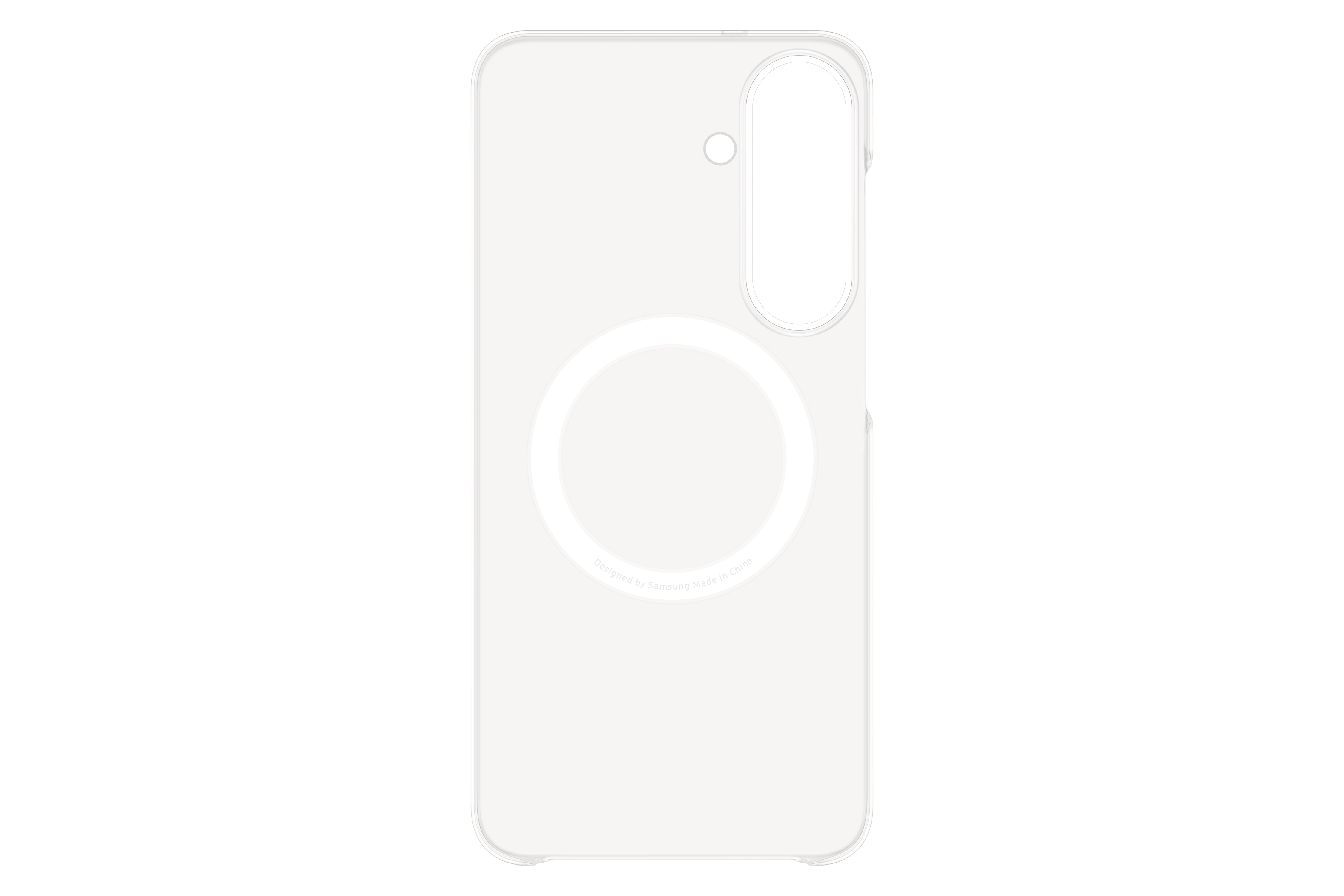 Transparente Handyhülle mit Kamera-Aussparung und weißem Magnetring auf der Rückseite.