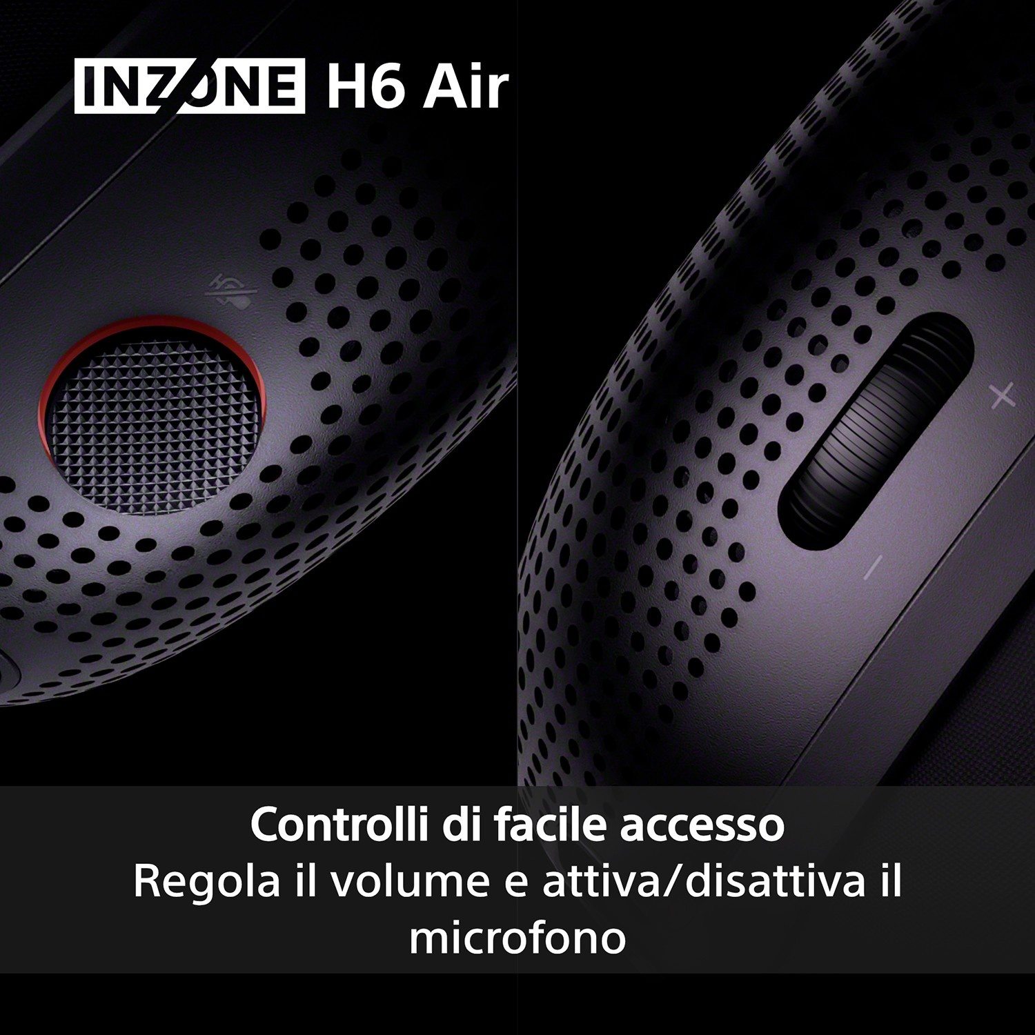 Cuffie Inzone H6 Air con controlli di volume e microfono di facile accesso.