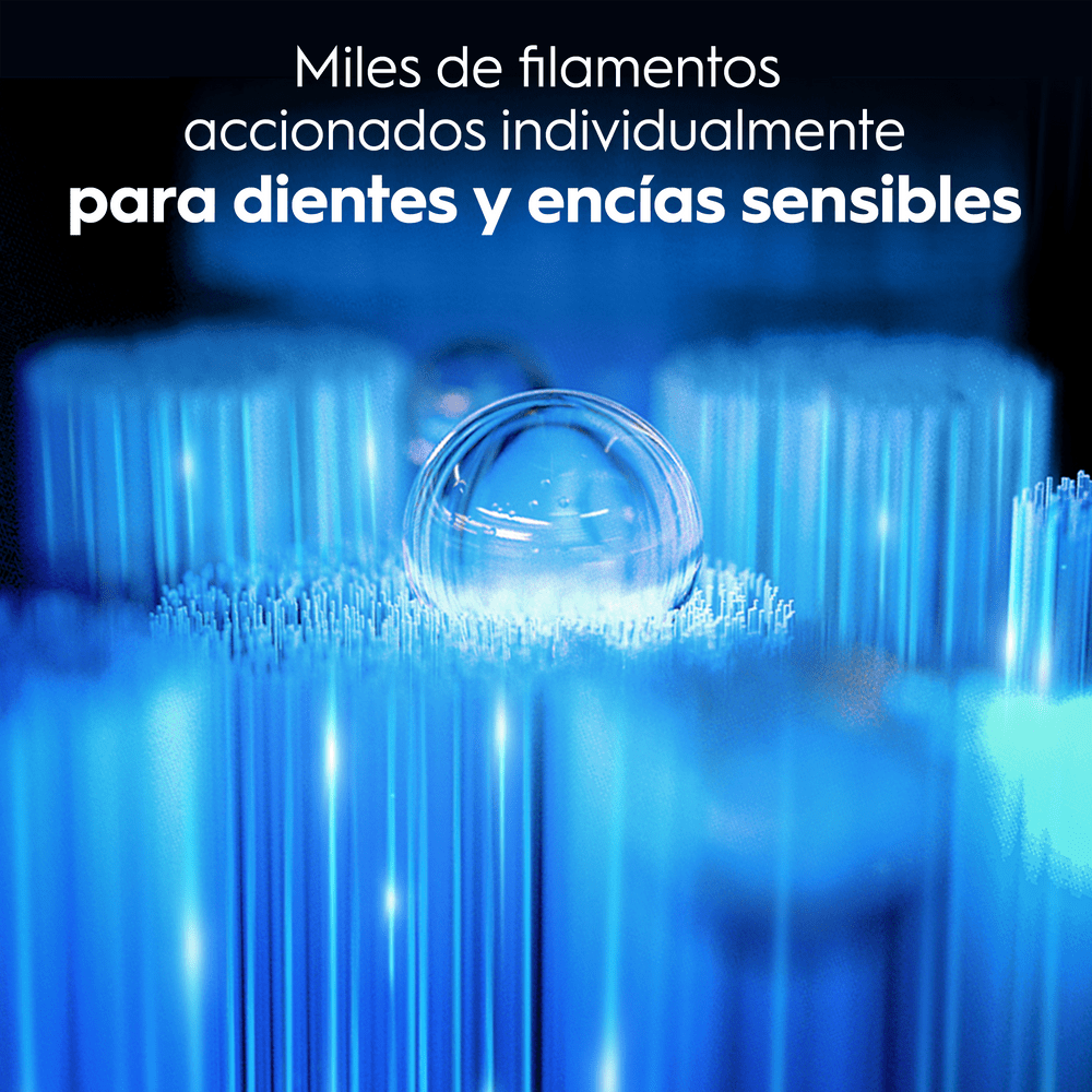 Miles de filamentos accionados individualmente para dientes y encías sensibles.