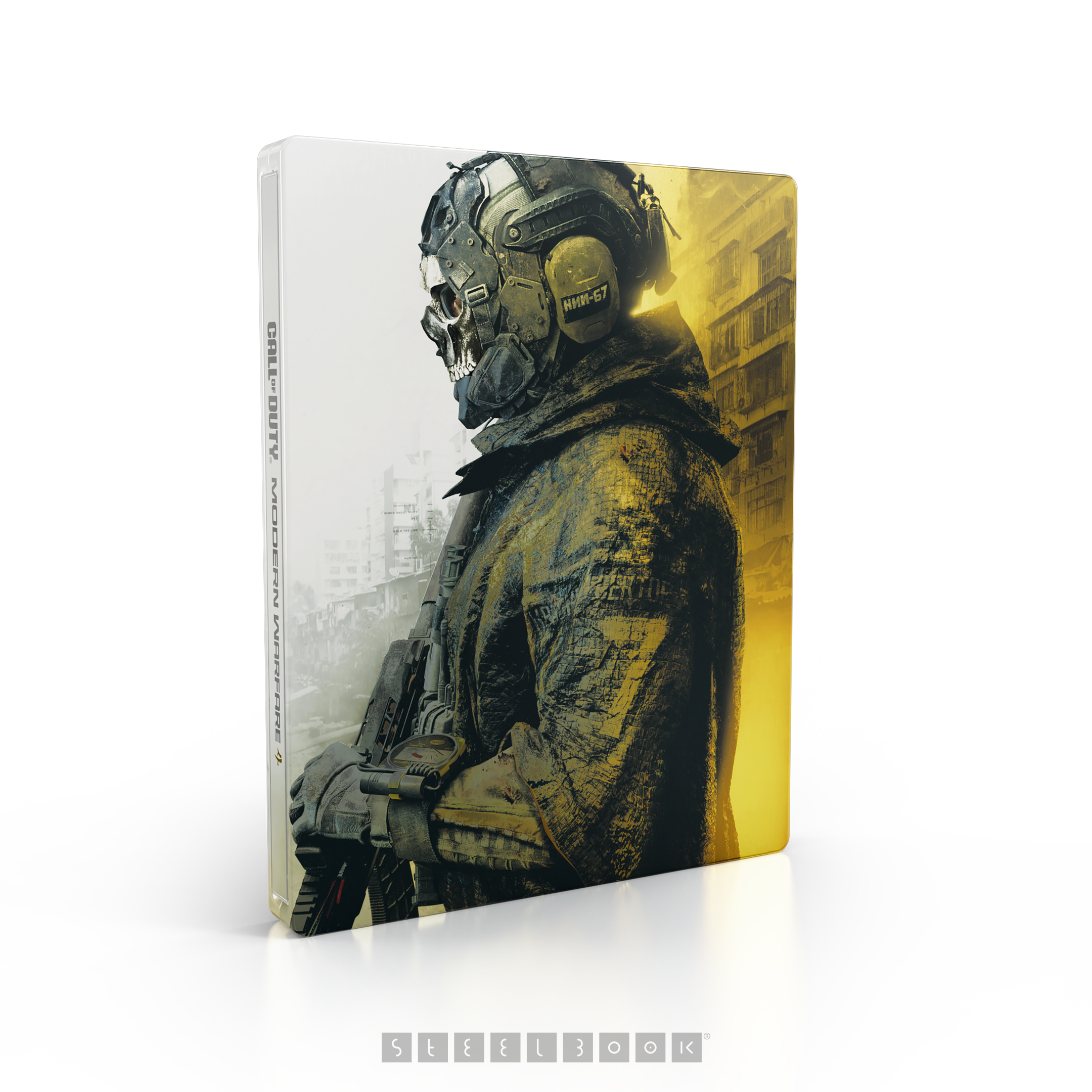 Steelbook Call of Duty Modern Warfare przedstawiający Ghosta w taktycznym wyposażeniu.