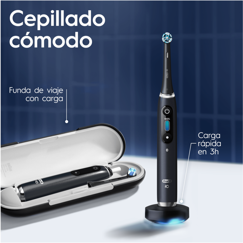 Cepillado cómodo. Funda de viaje con carga. Carga rápida en 3 h.