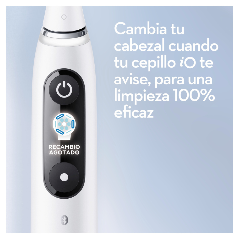Cambia tu cabezal cuando tu cepillo iO te avise, para una limpieza 100% eficaz.