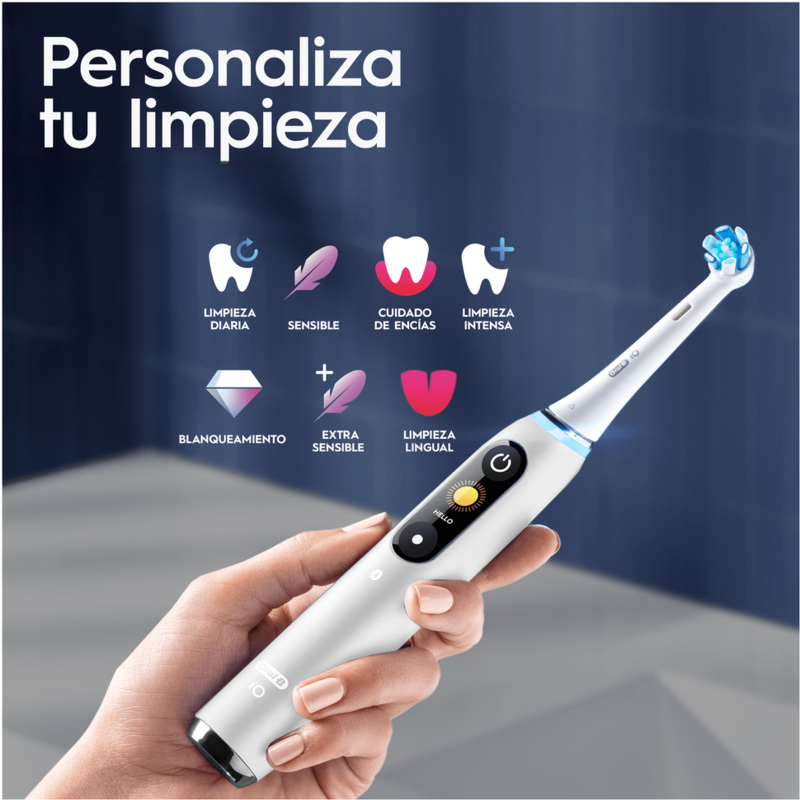 Personaliza tu limpieza. Limpieza diaria. Sensible. Cuidado de encías. Limpieza intensa. Blanqueamiento. Extra sensible. Limpieza lingual.