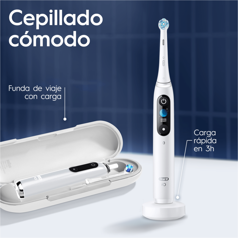 Cepillado cómodo. Funda de viaje con carga. Carga rápida en 3 h.