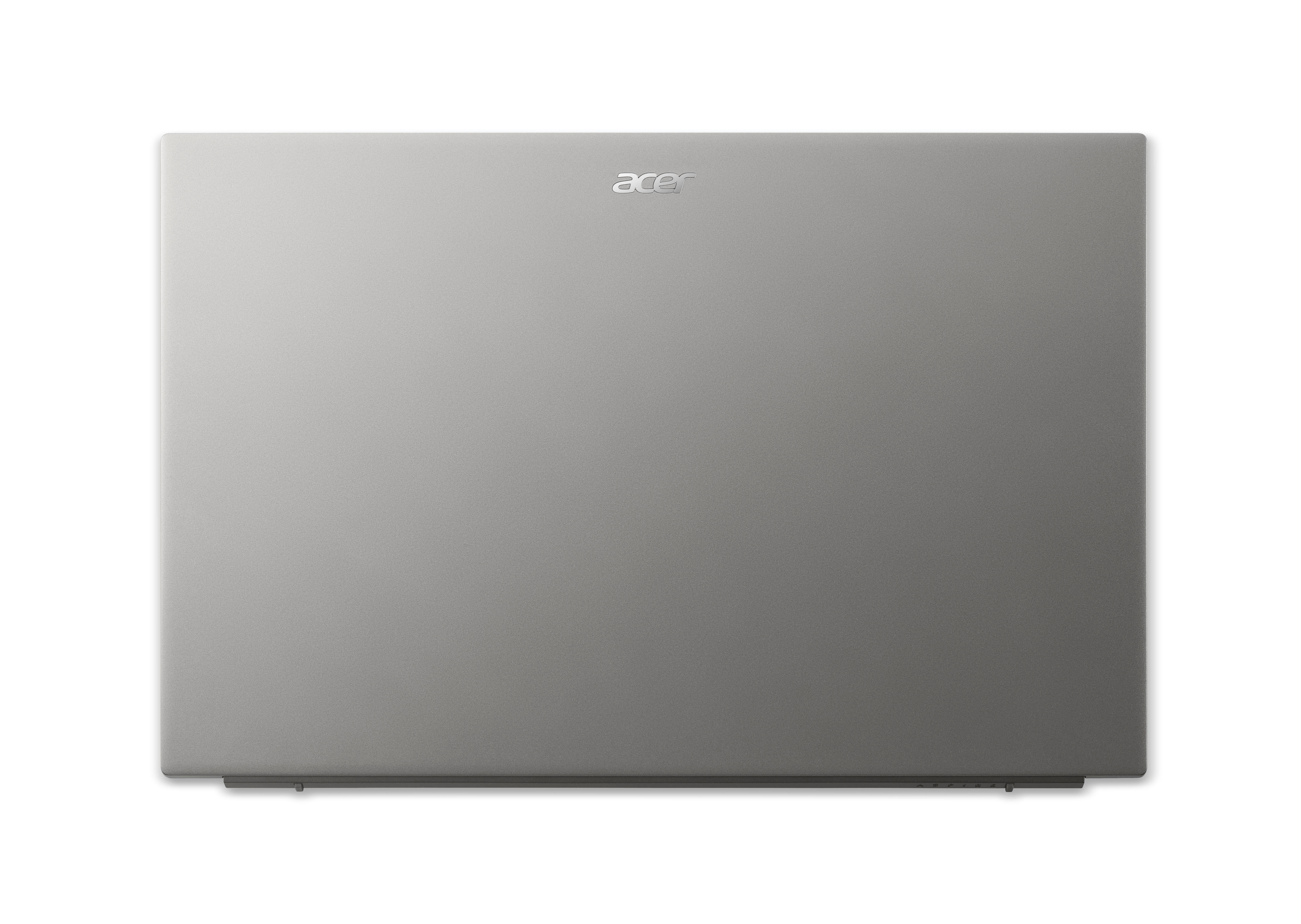 Geschlossener silberner Acer-Laptop von oben mit zentriertem Logo.