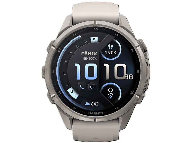 SMARTWATCH GARMIN fenix 9 Pro 43mm, Gy/DkS, Scocca in Titanium, Touchscreen, Compatibile con iOS, Android, Titanio / Grigio chiaro