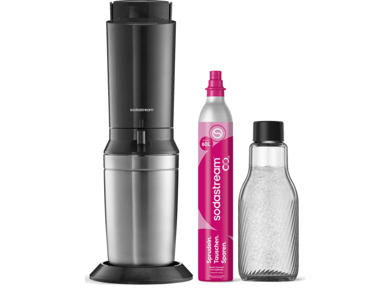 SODASTREAM Crystal 3.0 Standard Wassersprudler mit 1 Flasche, CO² Zylinder inklusive , Titan