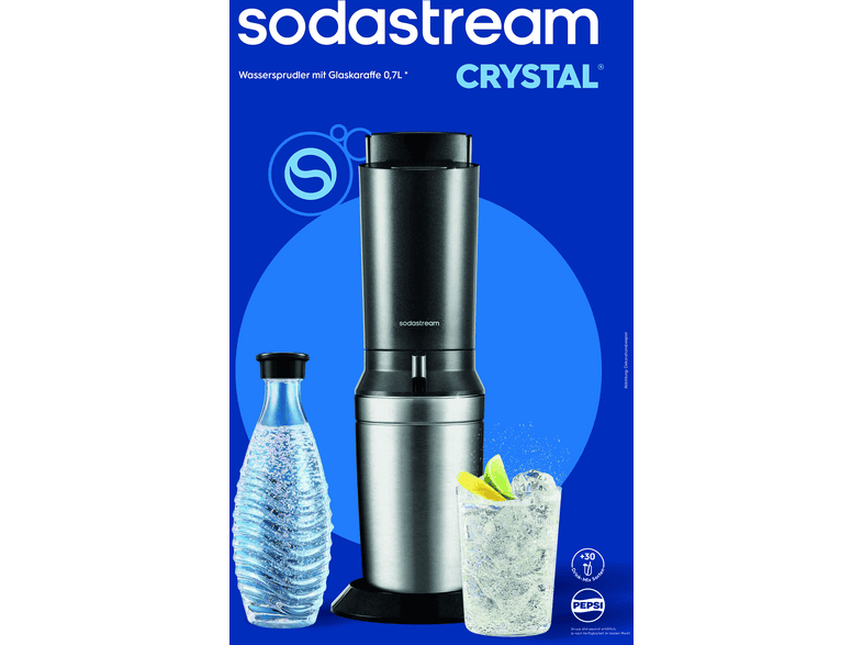 SODASTREAM Crystal 3.0 Standard Wassersprudler mit 1 Flasche, CO² Zylinder inklusive , Titan