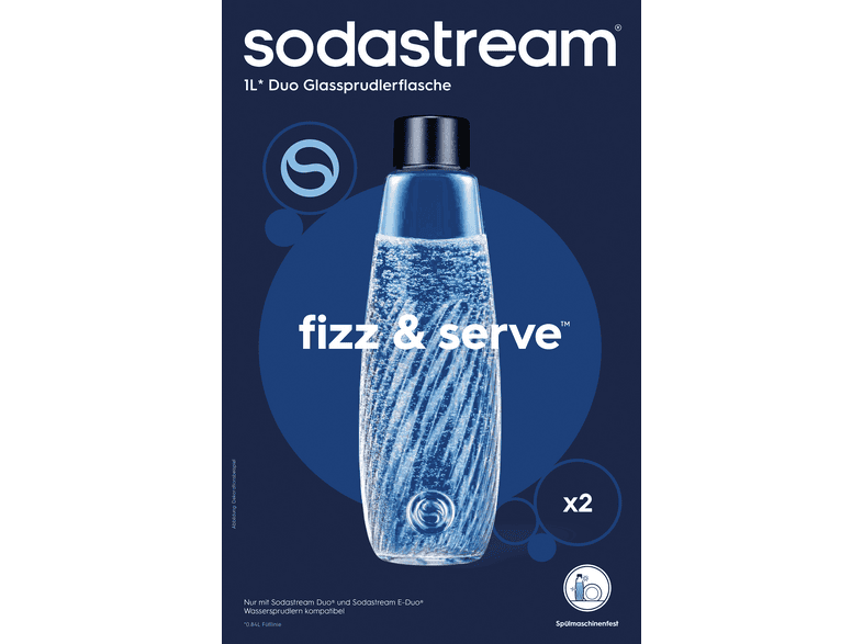 SODASTREAM DUO Glasflasche 1l, 2 Stück (für Sodastream E-Duo/Duo)