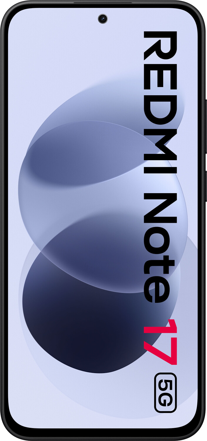 Egy okostelefon elülső nézete a képernyőjén Redmi Note 17 5G felirattal.