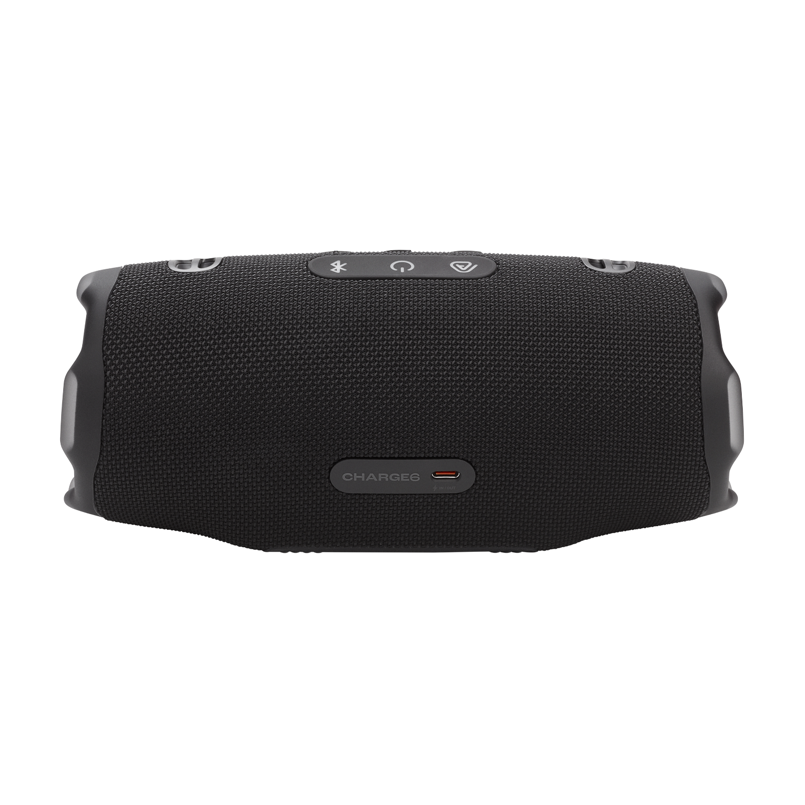 Czarny przenośny głośnik Bluetooth na ciemnym tle.