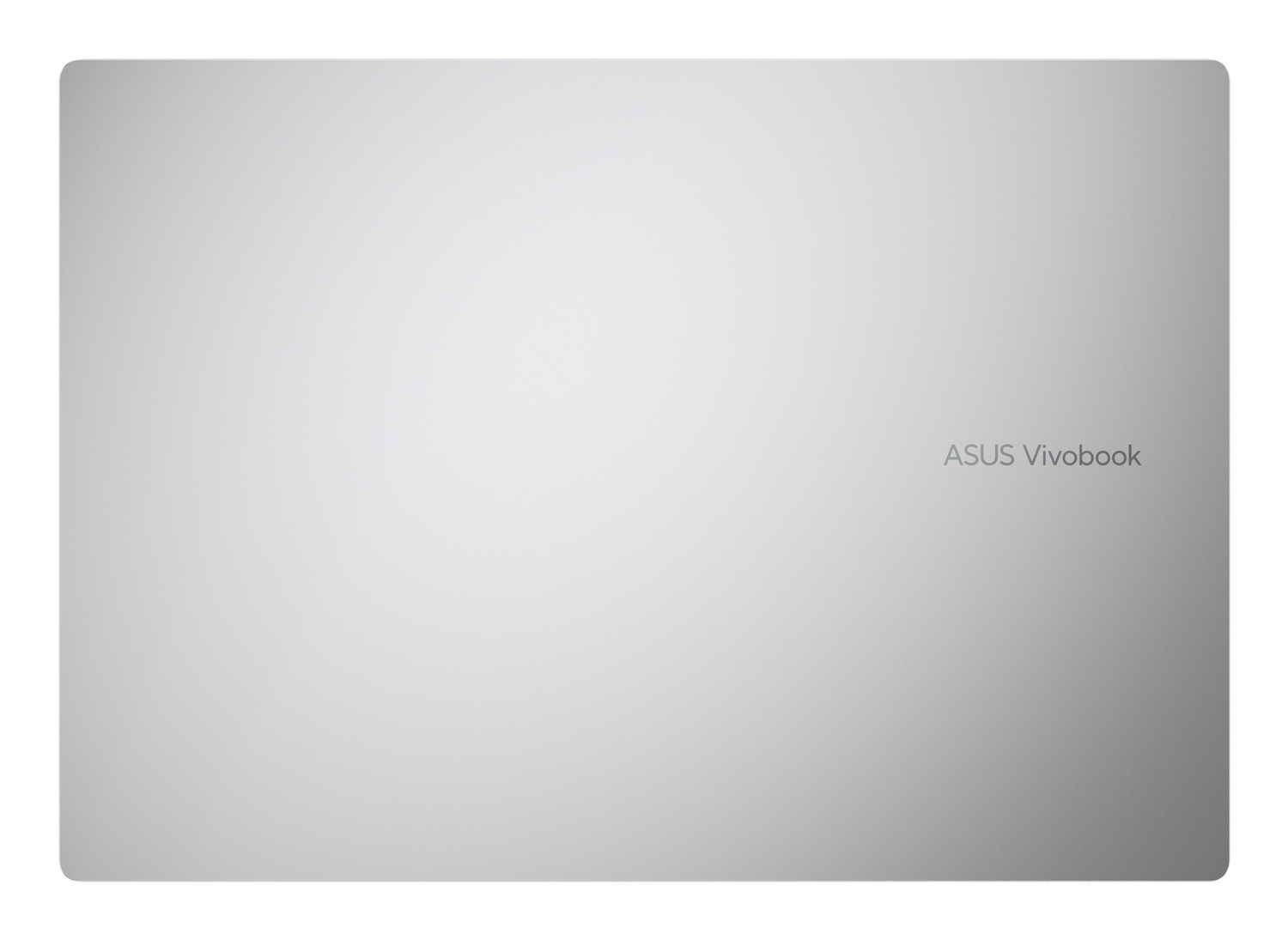 La cubierta superior plateada de una laptop ASUS Vivobook cerrada con logo.