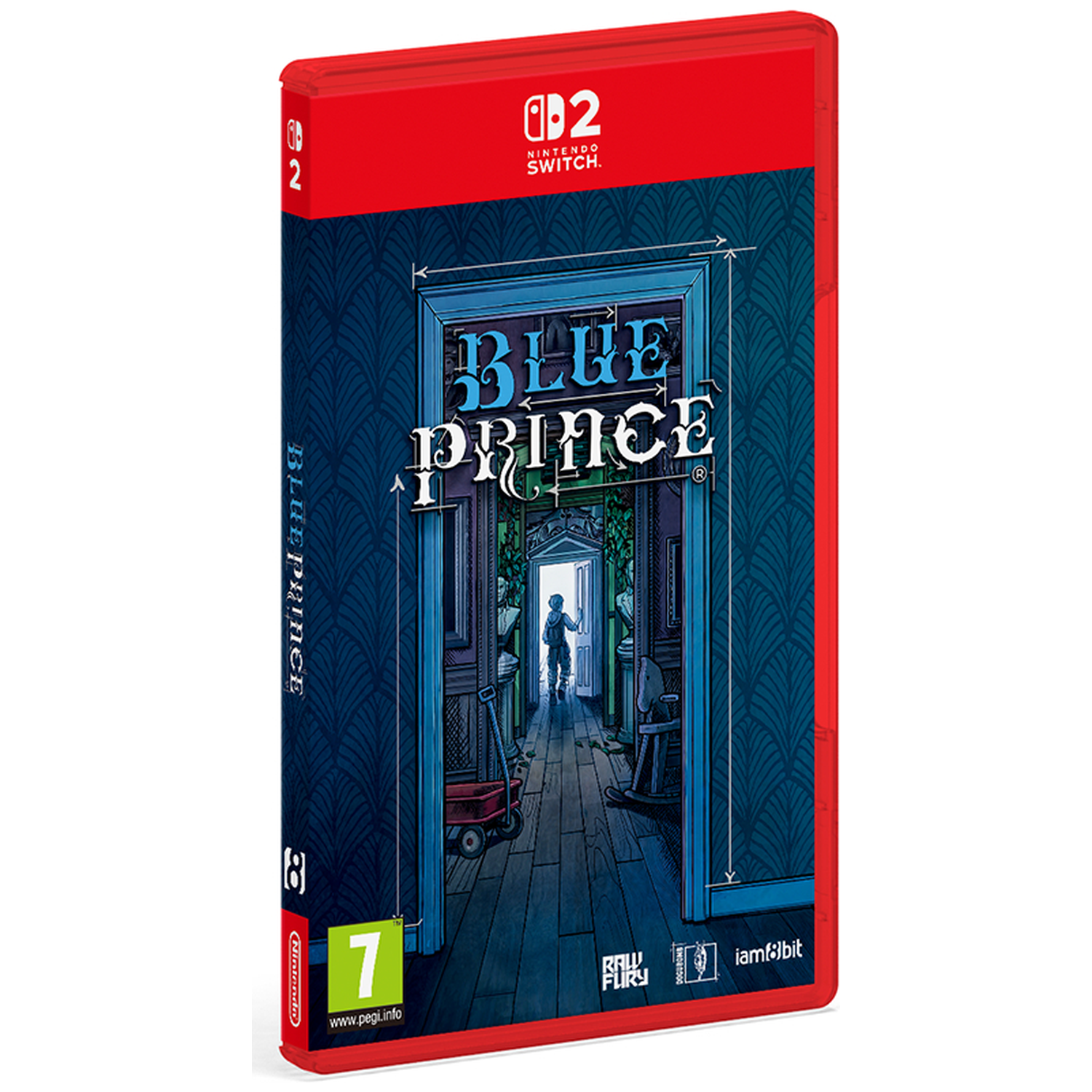 Nintendo Switch game case for Blue Prince featuring blue architectural illustration.
