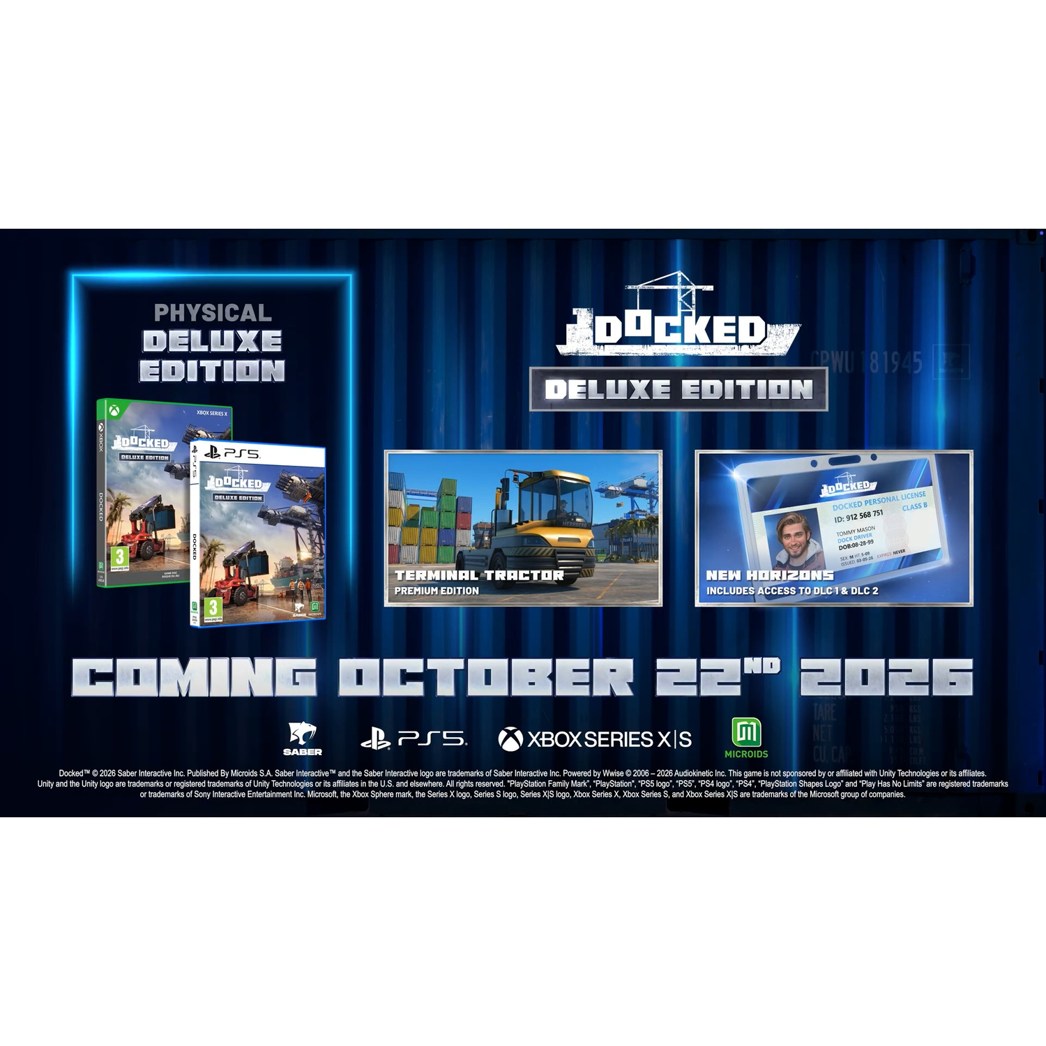 Édition deluxe physique de Docked avec jeux, tracteur de terminal et carte d'identité, sortie le 22 octobre 2026.