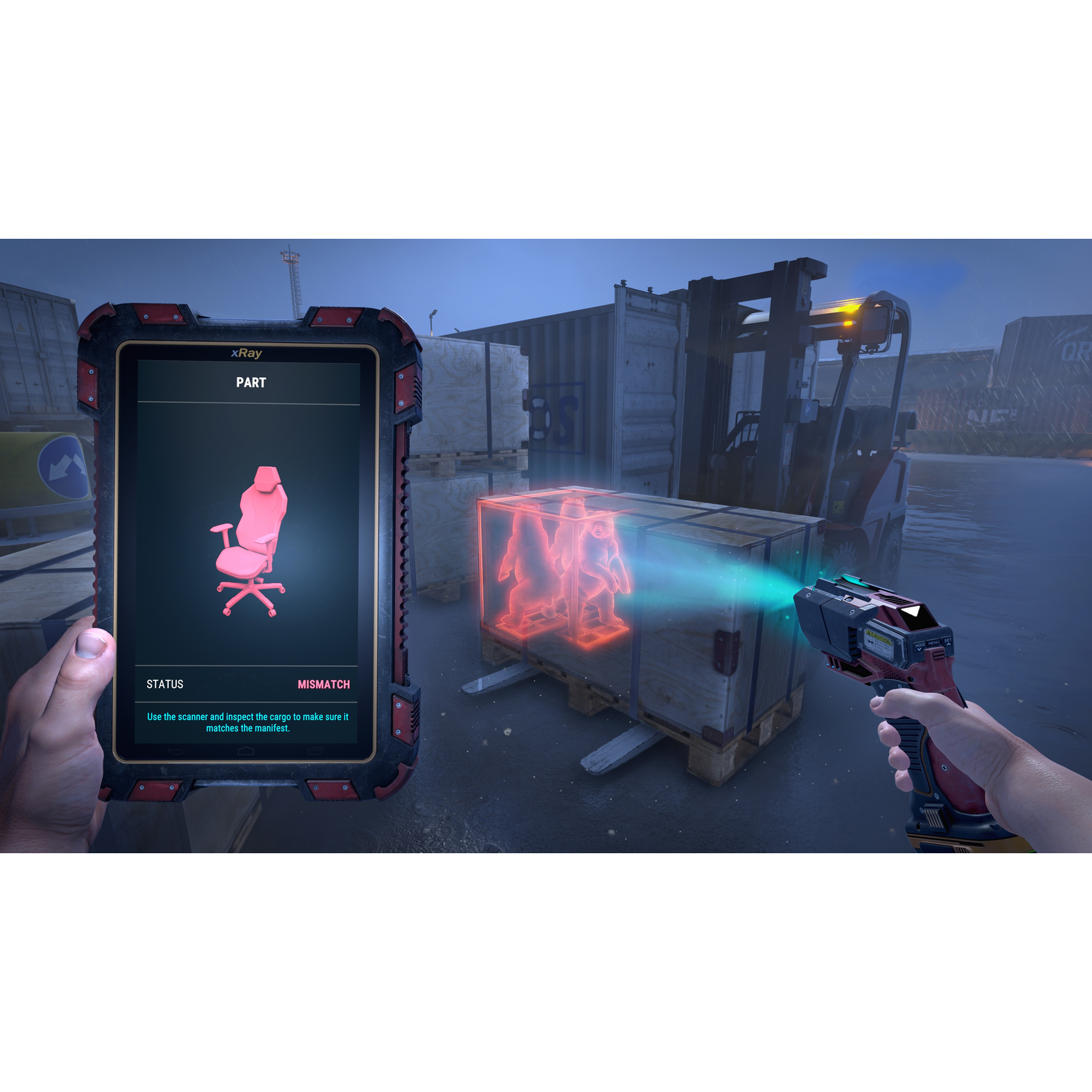 Un scanner montre une chaise, mais la cargaison contient des ours, provoquant une erreur.