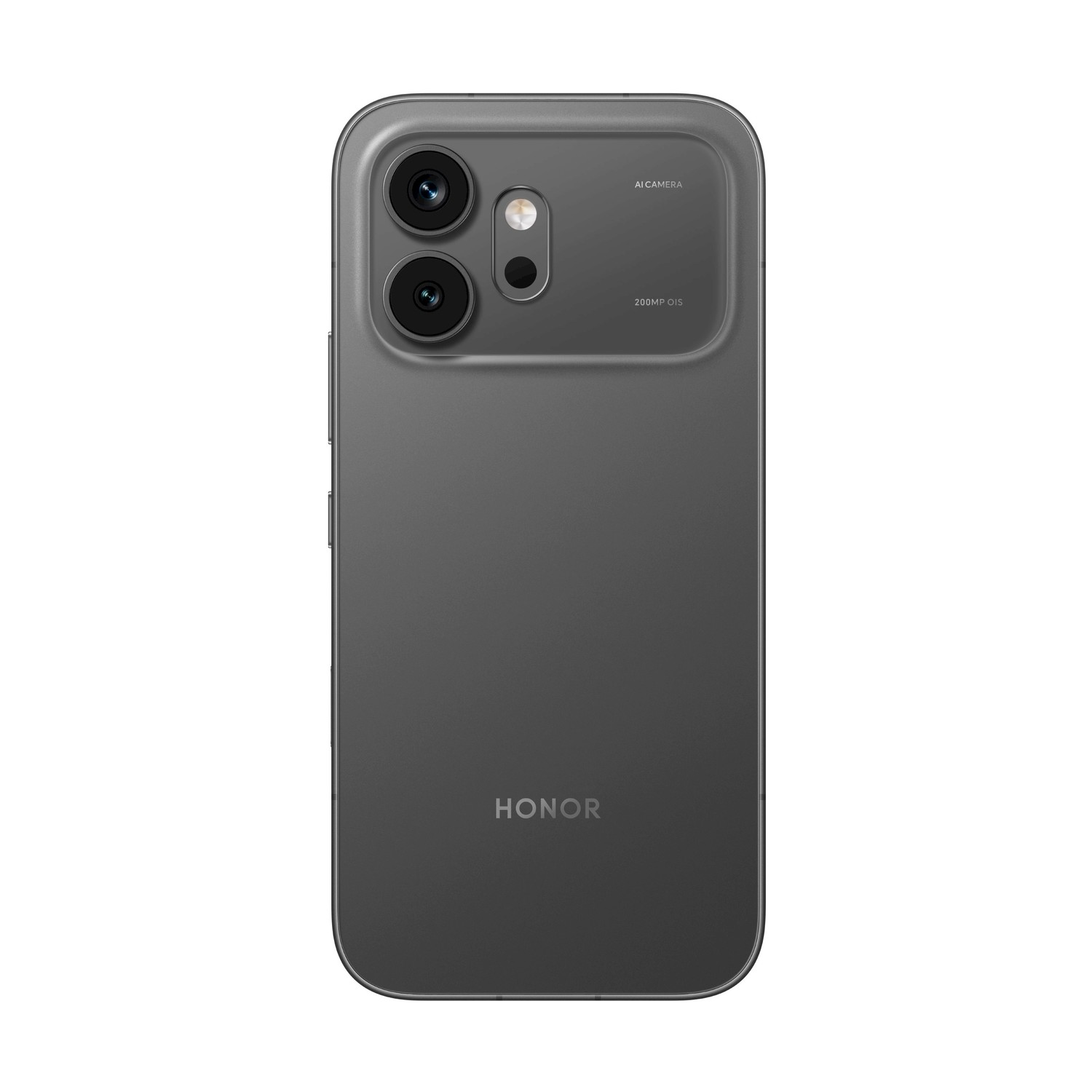 Retro di uno smartphone Honor grigio con due fotocamere verticali e il logo del marchio.