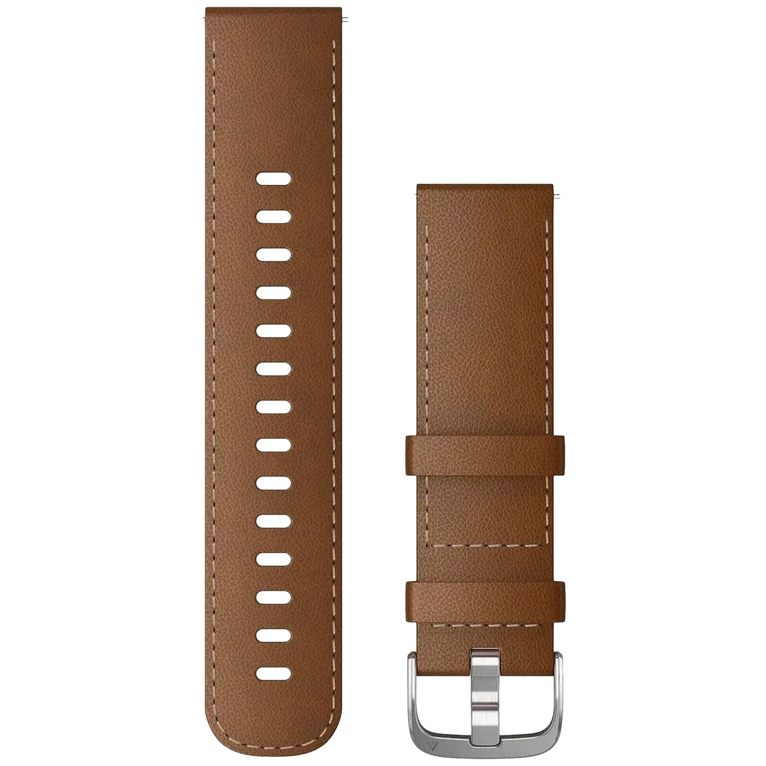 GARMIN Leren 22MM Snelsluiting met zilverkleurige gesp Horlogebandje Bruin