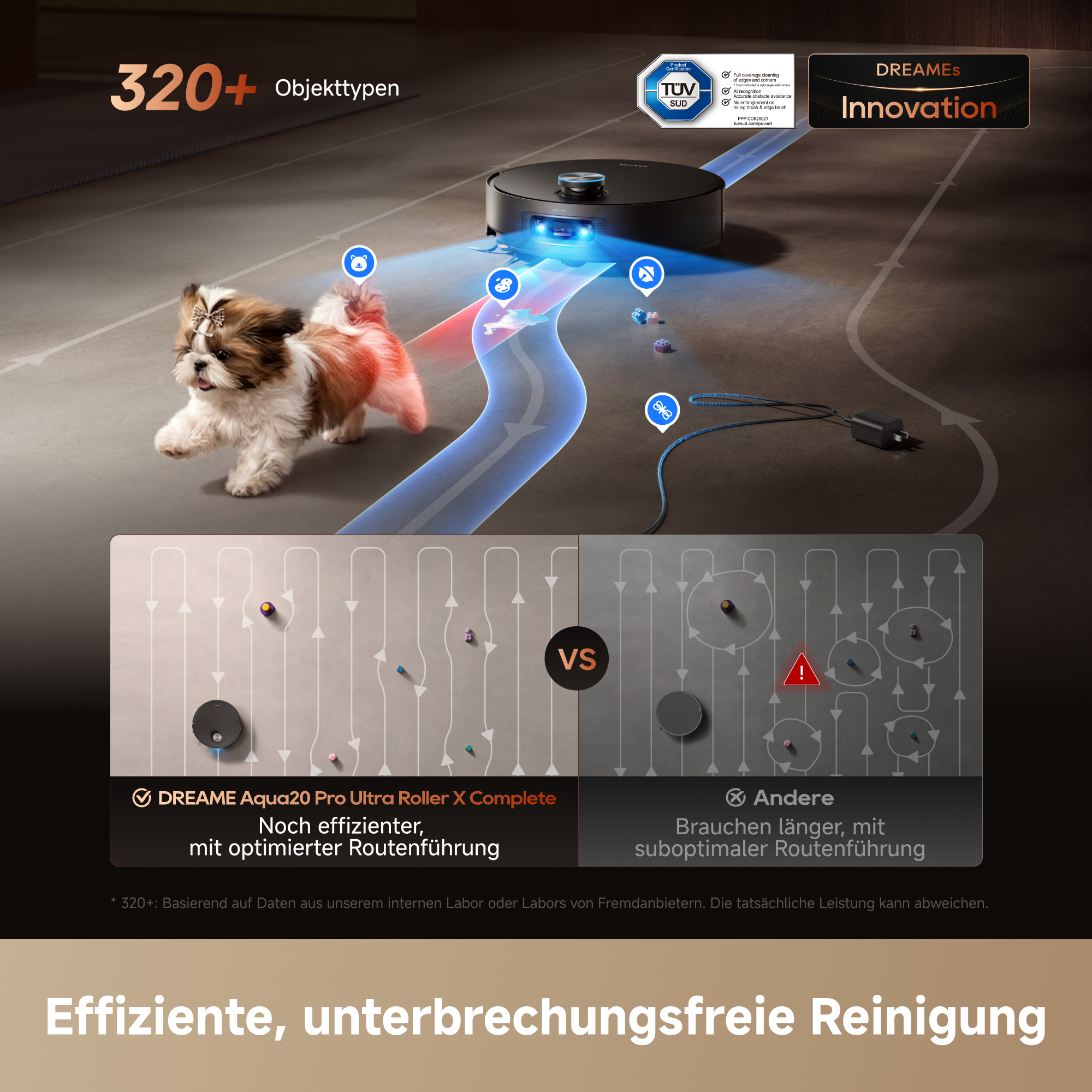 Ein Saugroboter erkennt Haustiere und Hindernisse und reinigt effizienter als andere Modelle.