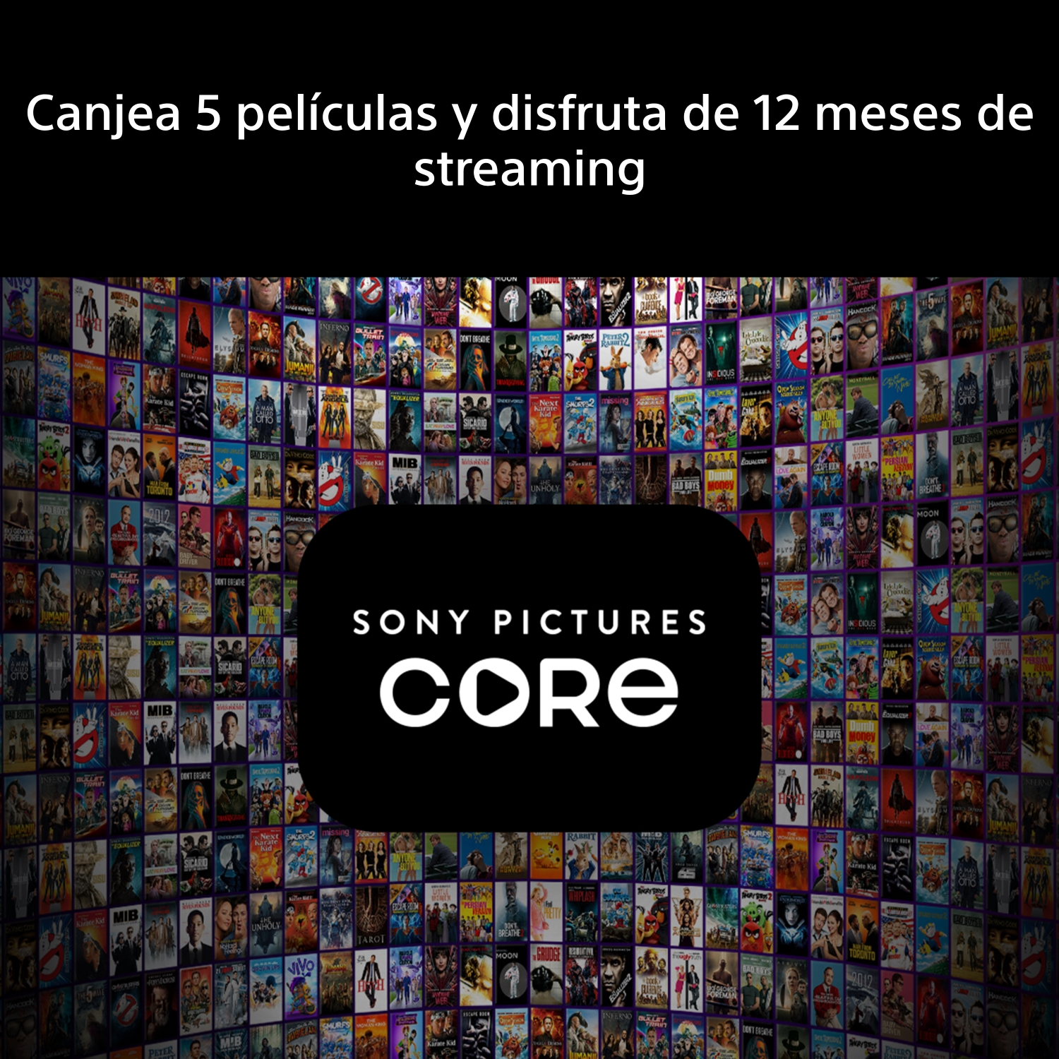 Canjea 5 películas y disfruta de 12 meses de streaming con Sony Pictures Core.