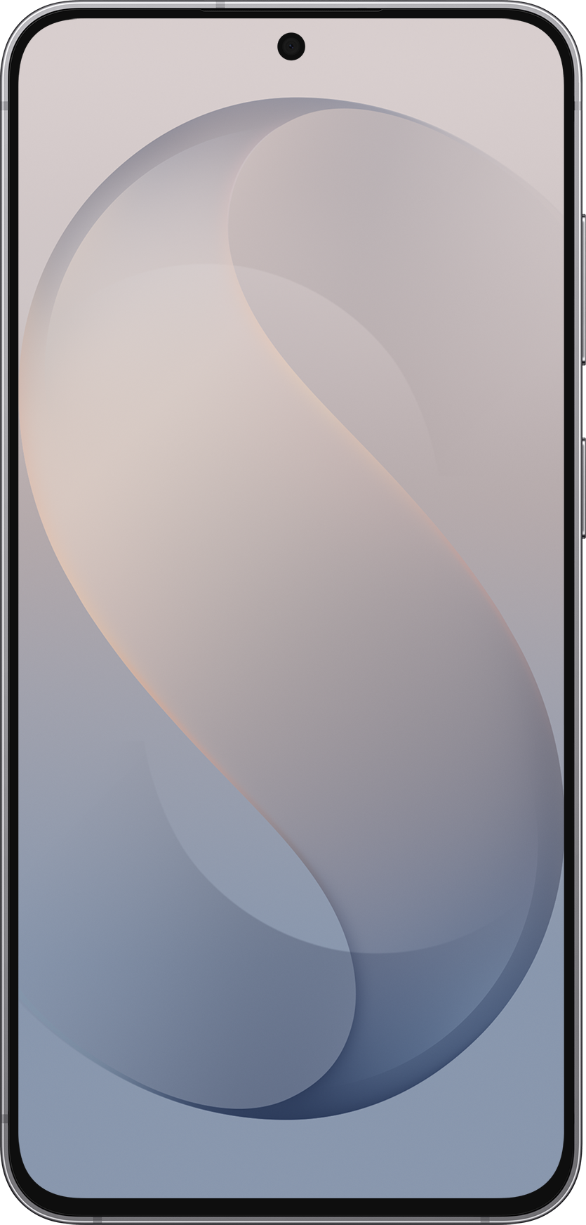 Smartphone con sfondo chiaro e un motivo di linee curve astratte in morbidi colori pastello.