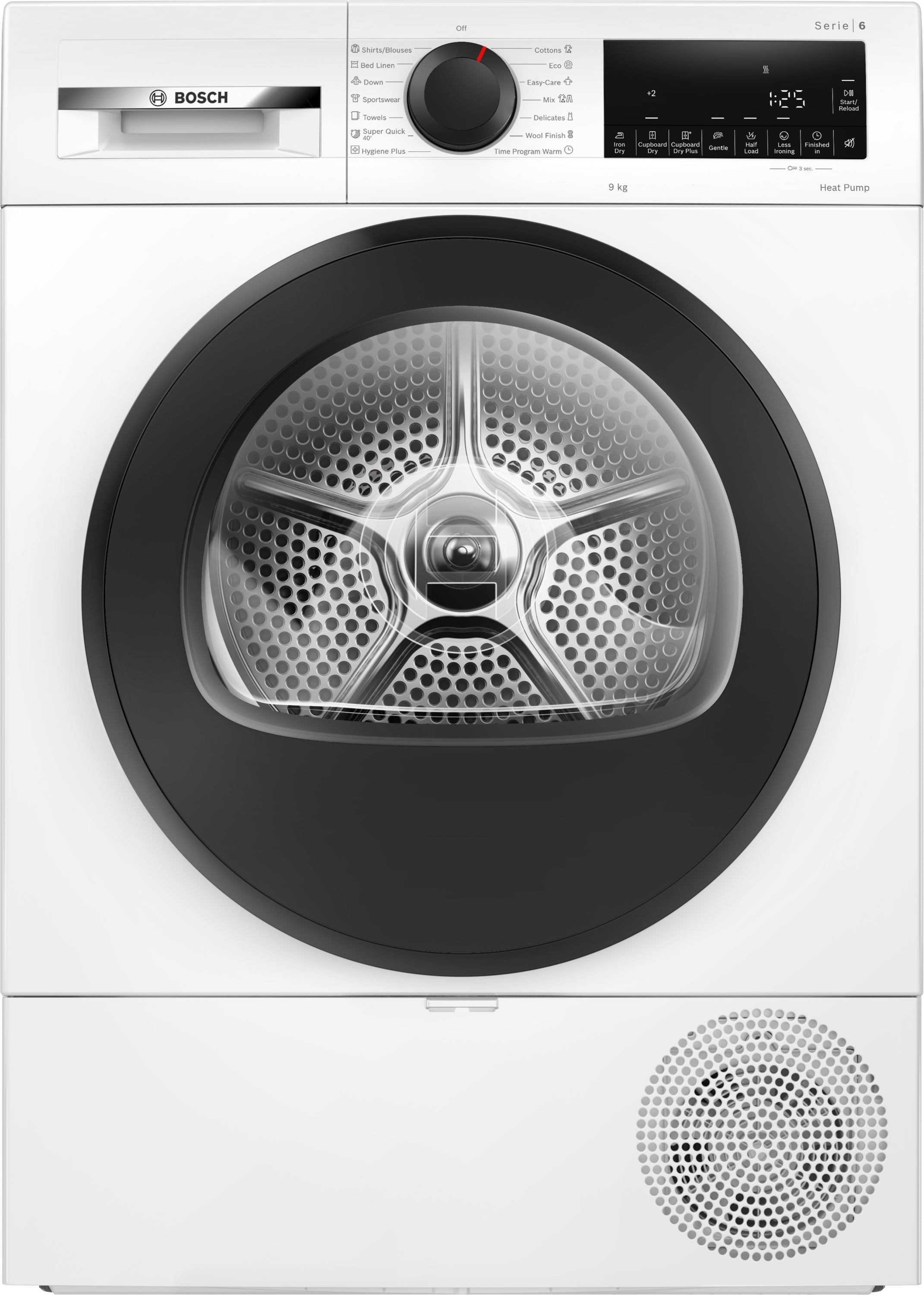 BOSCH WQG243DNBY Hőszivattyús szárítógép, 9kg, Serie6, Fekete ajtó, EasyClean kondenzátor, AutoDry