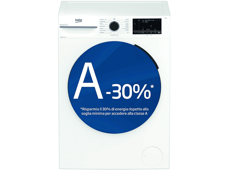 BEKO BMW109DB LAVATRICE, Caricamento frontale, 10 kg, 15 programmi, Profondità 58 cm, Giri 1400 rpm, BIANCO, livello rumorosità centrifuga 72 dB(A), Classe A